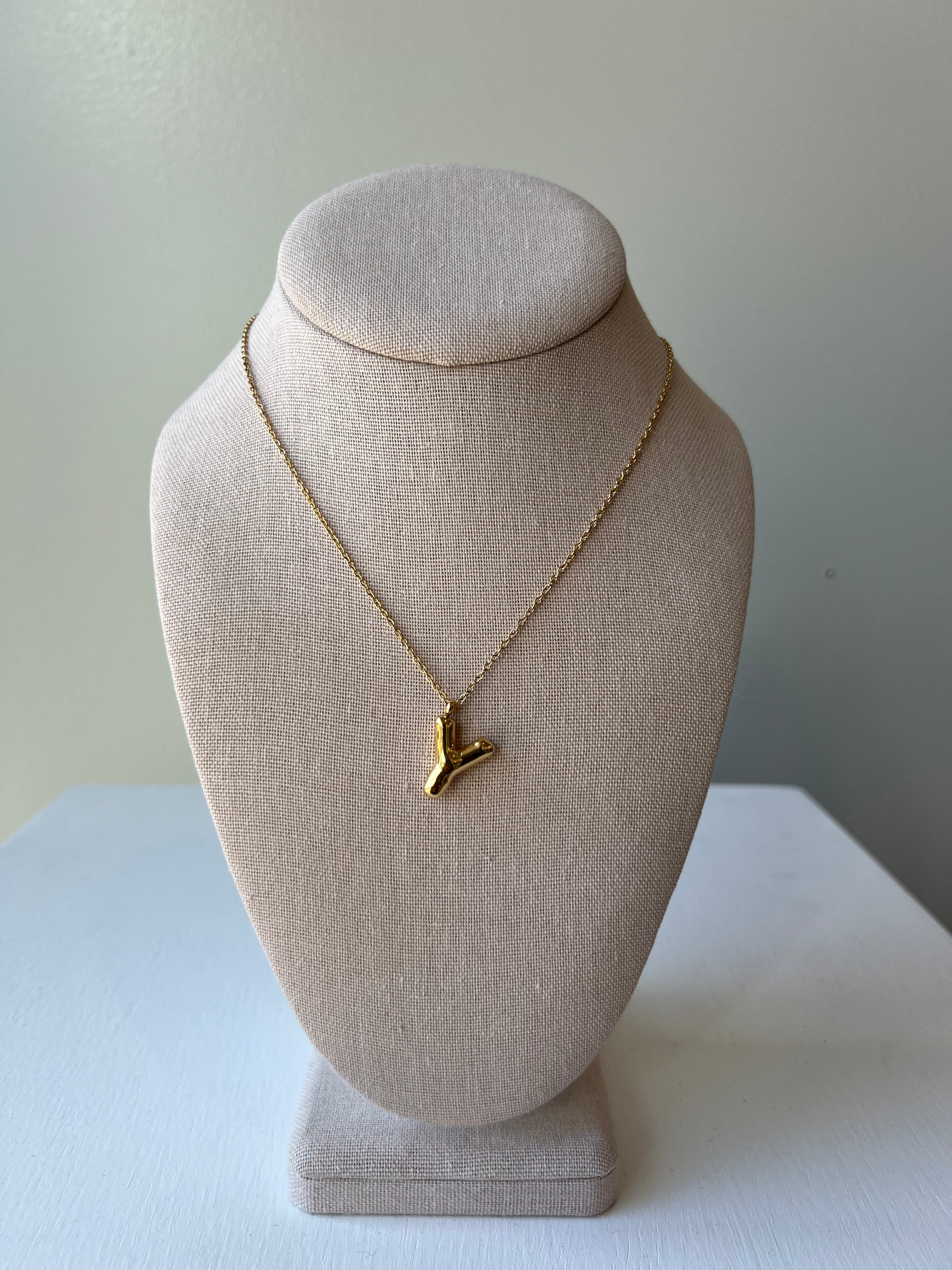 Bubble Letter Necklace in Gold