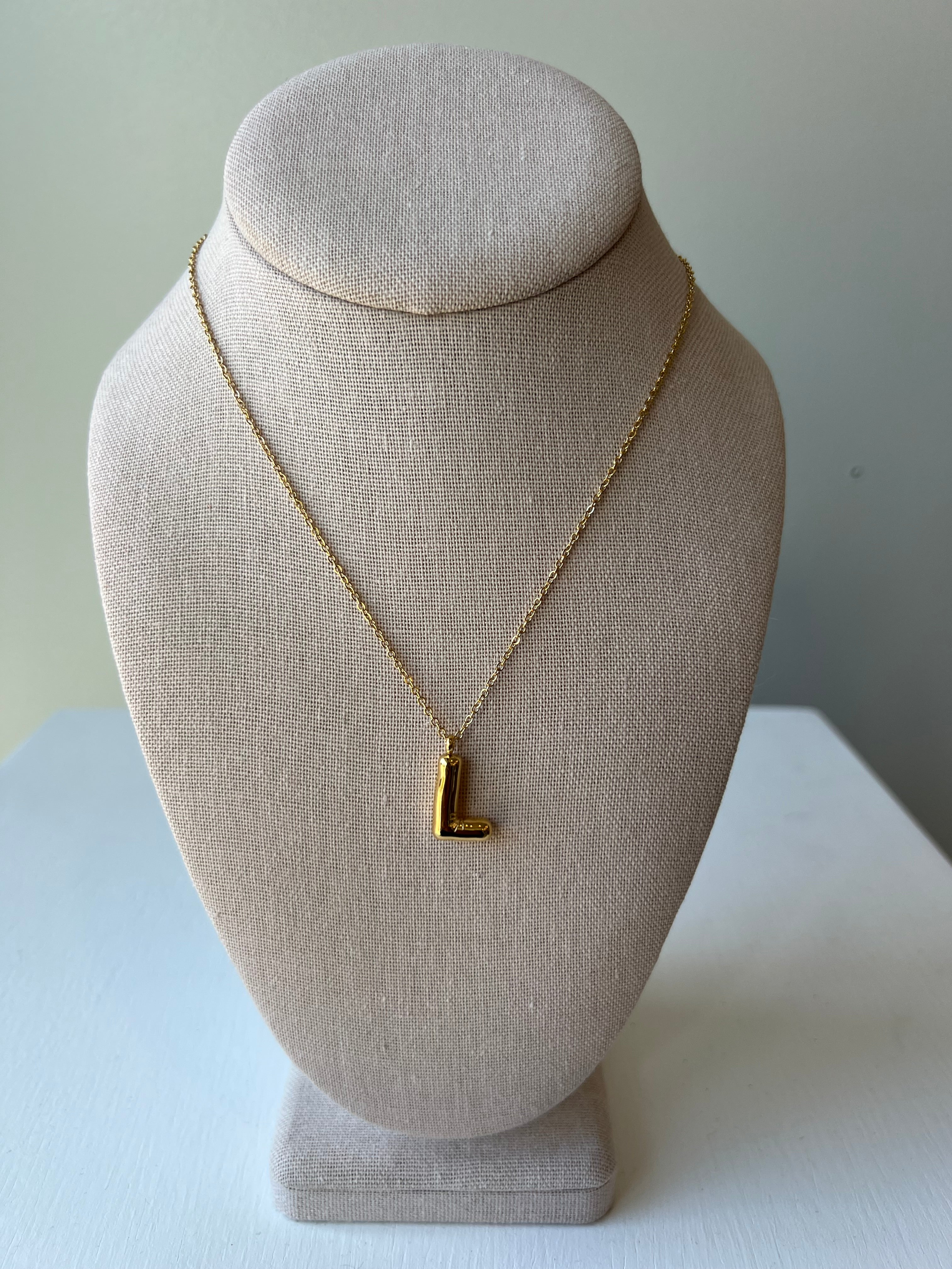 Bubble Letter Necklace in Gold