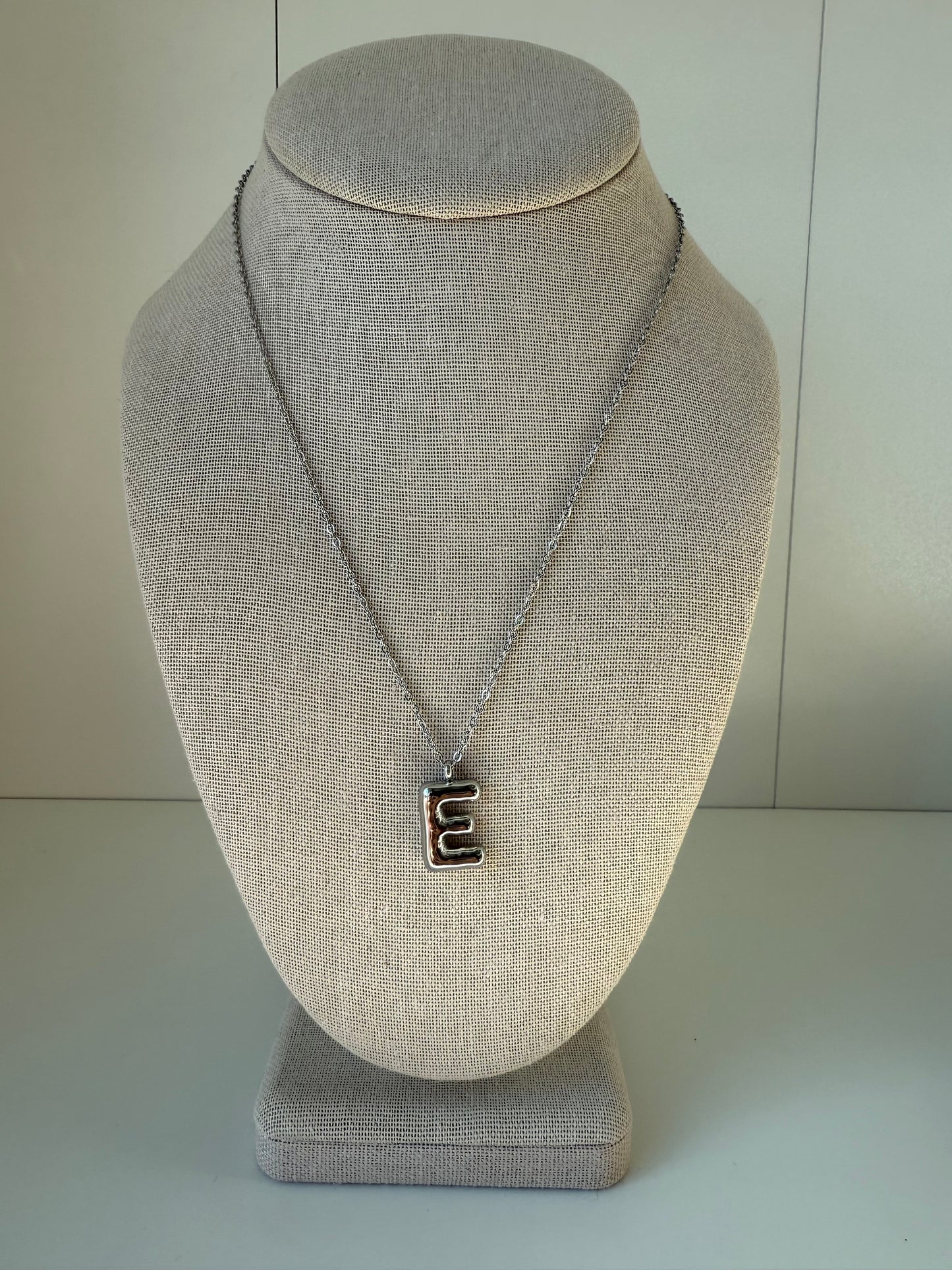 Bubble Letter Necklace in Silver