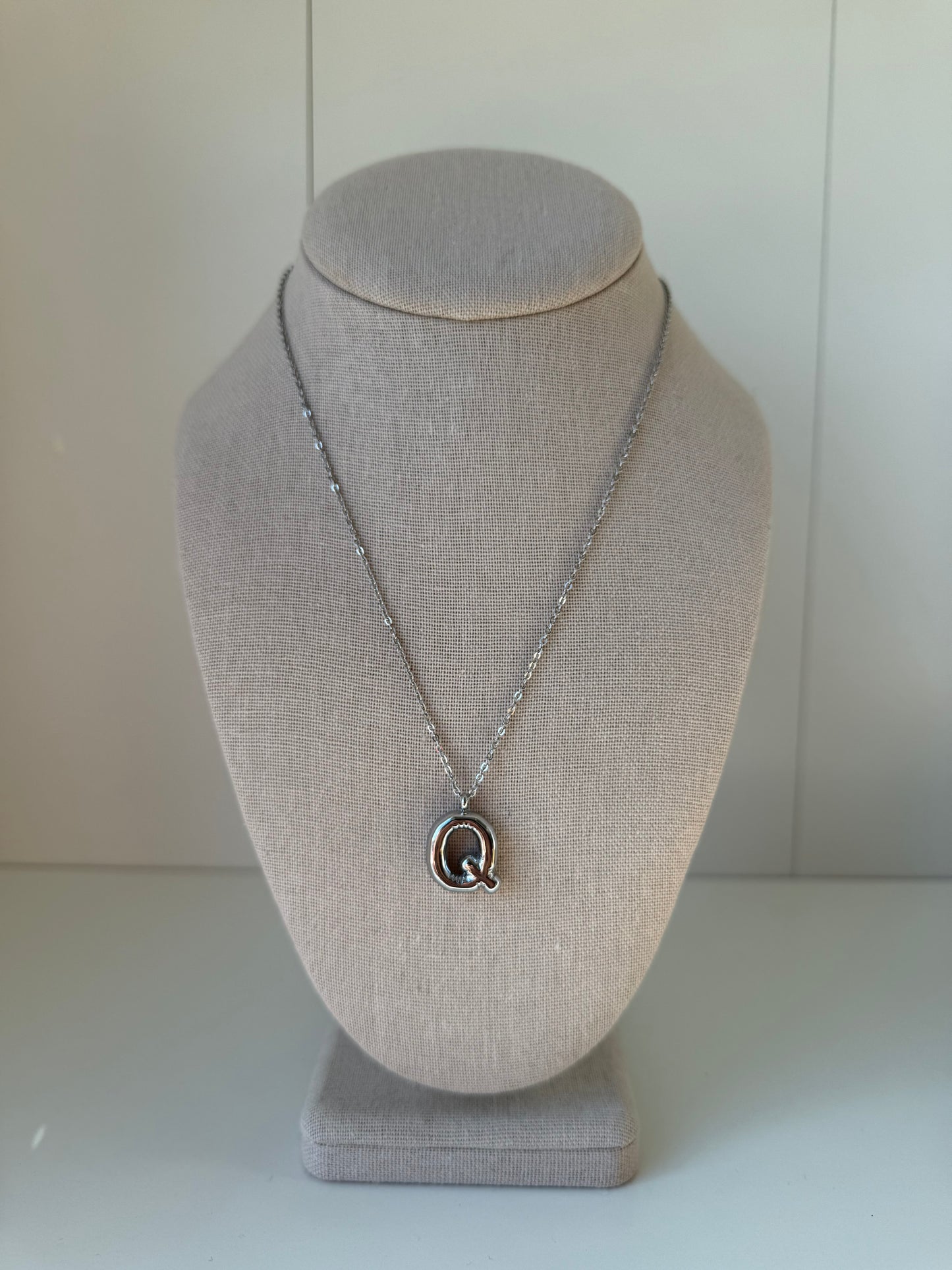 Bubble Letter Necklace in Silver