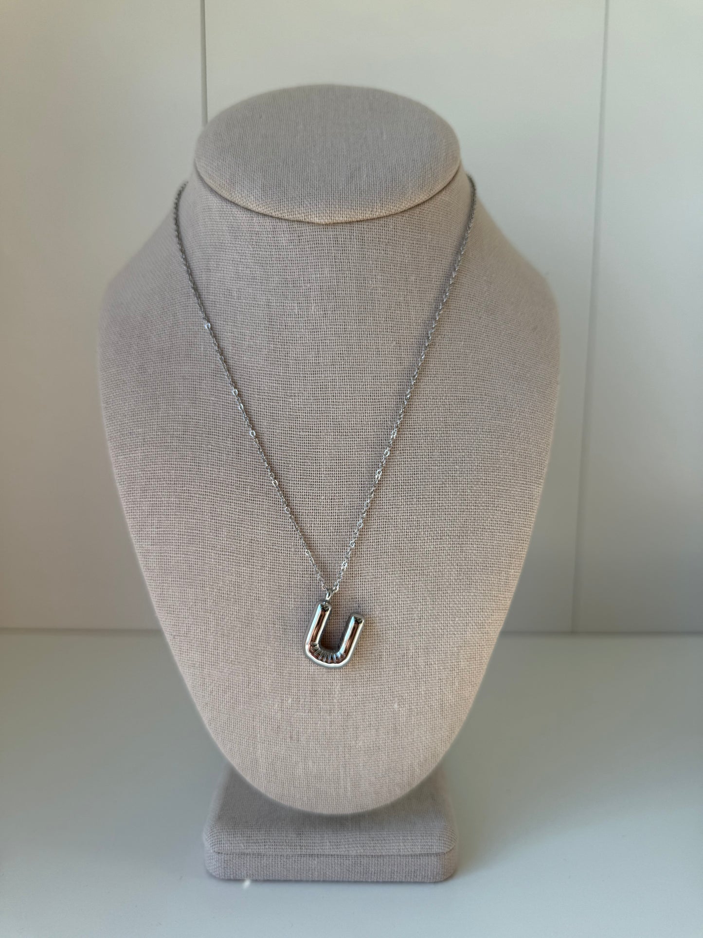 Bubble Letter Necklace in Silver