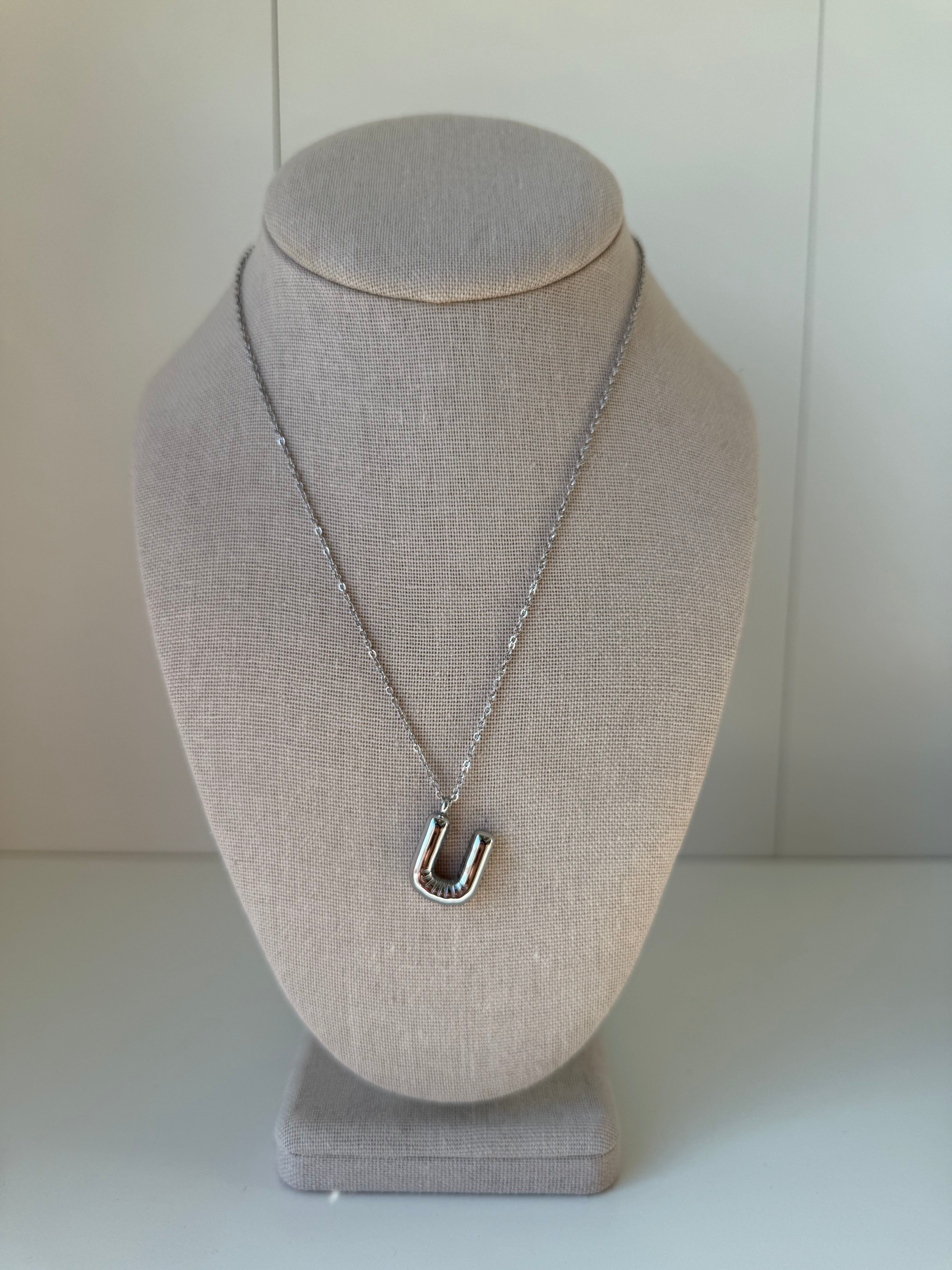 Bubble Letter Necklace in Silver