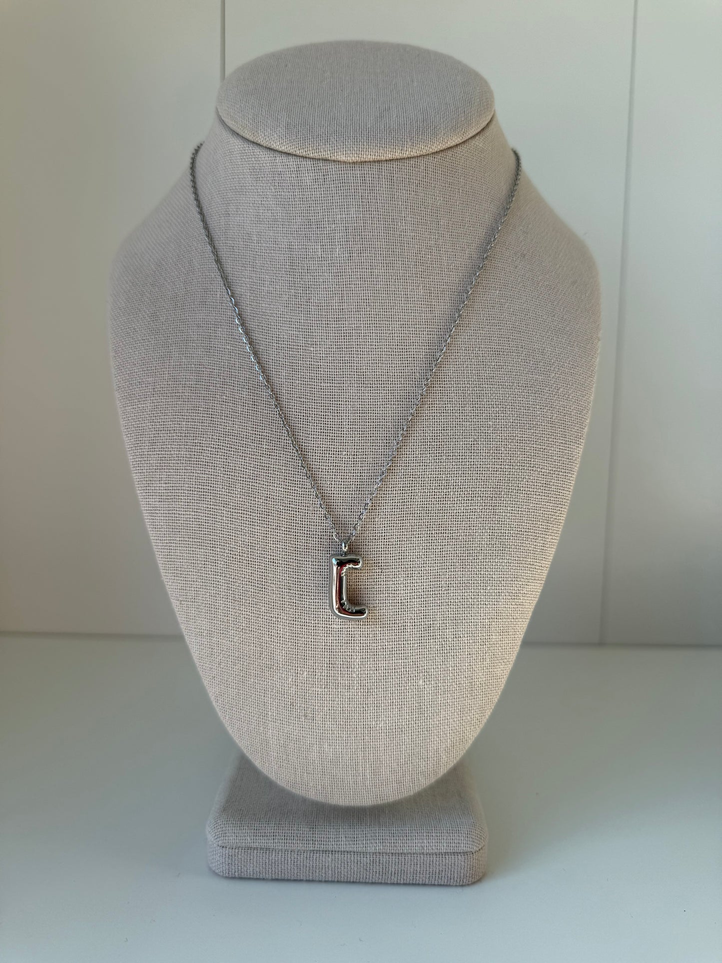 Bubble Letter Necklace in Silver