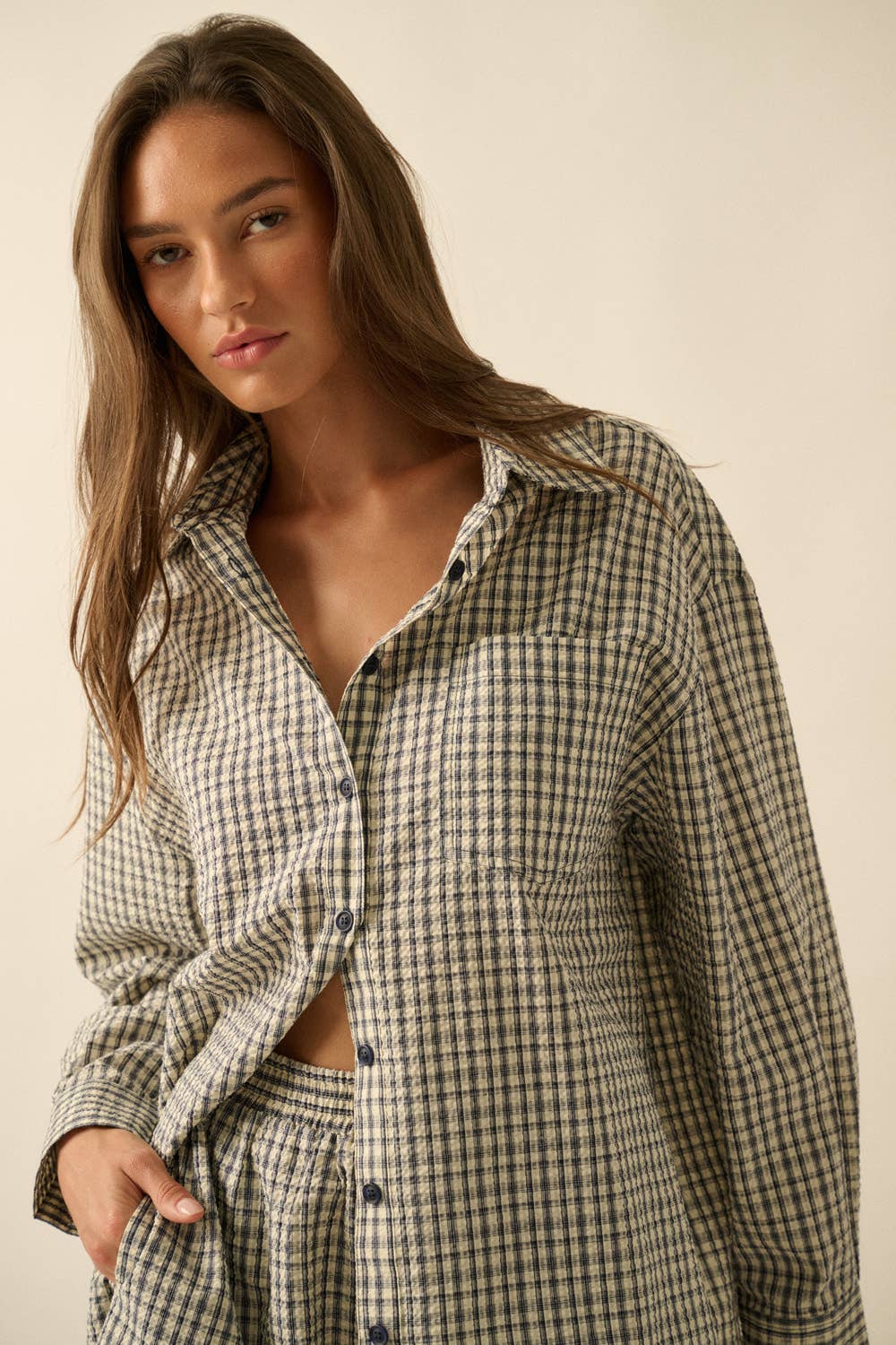 Sunny Sunday Seersucker Oversized Shirt