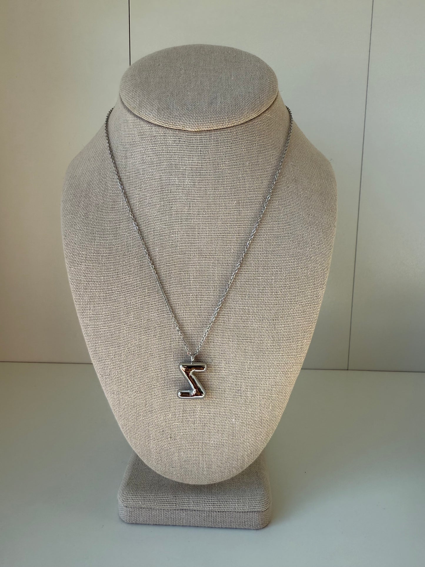 Bubble Letter Necklace in Silver
