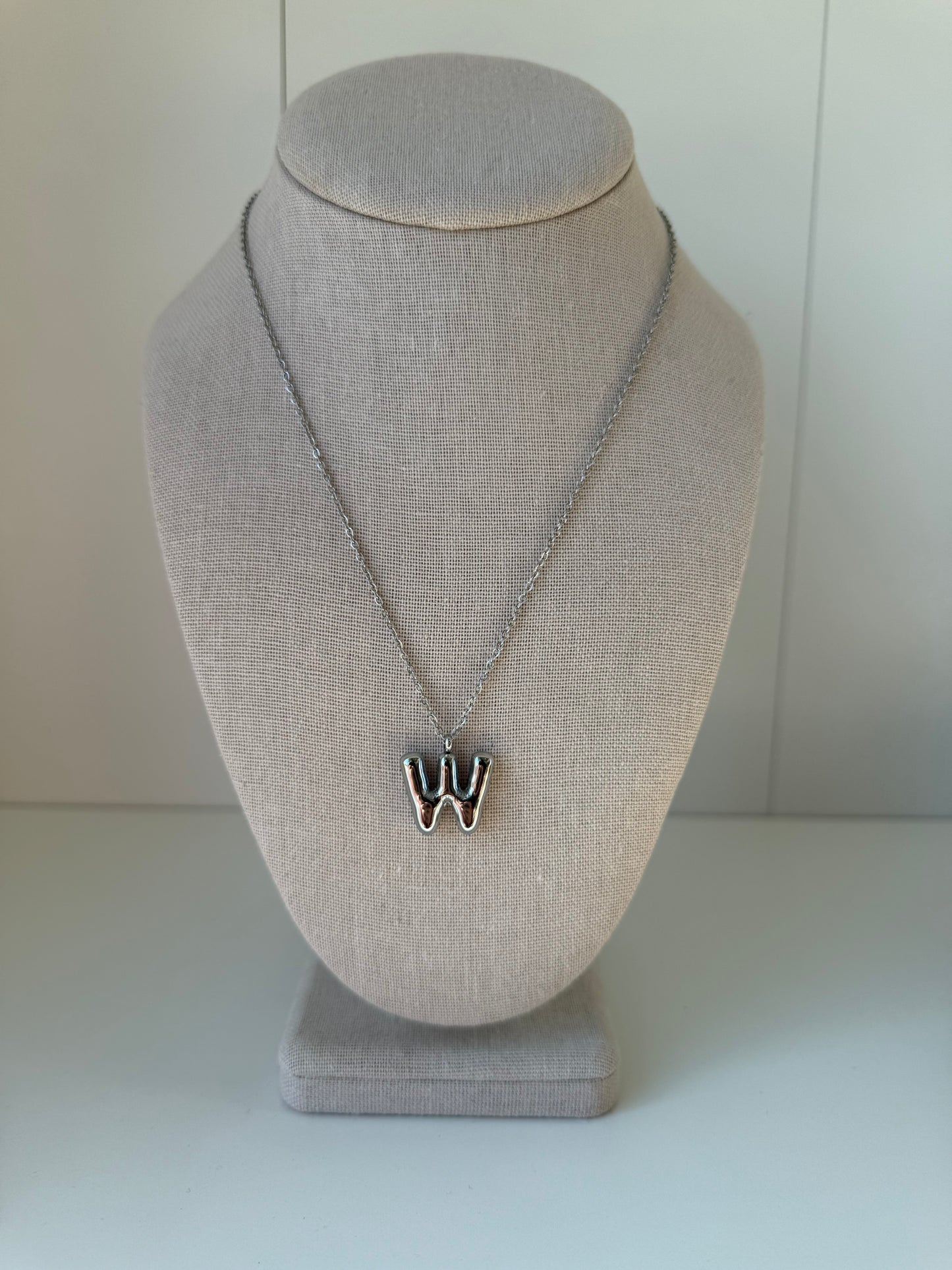 Bubble Letter Necklace in Silver