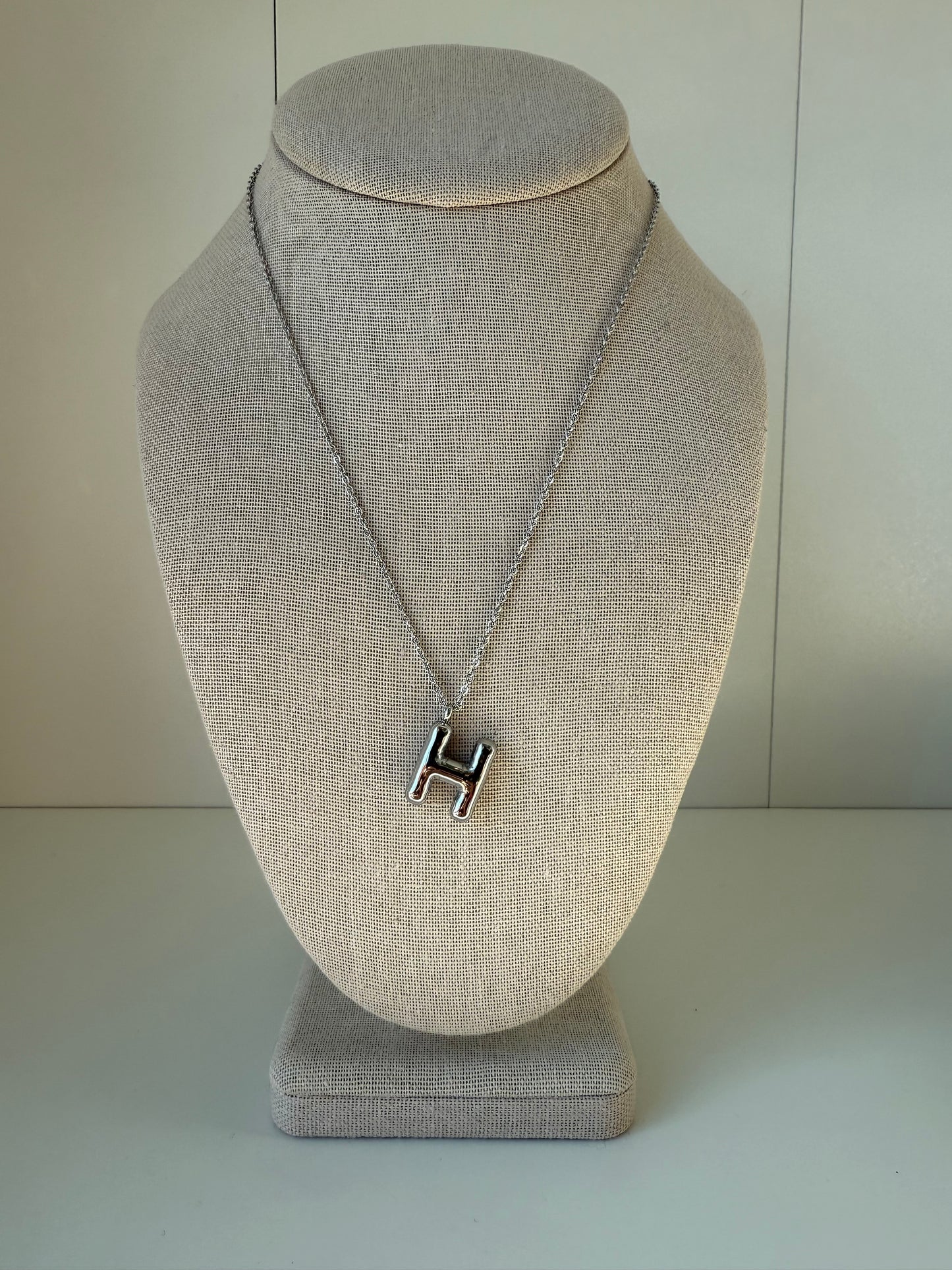 Bubble Letter Necklace in Silver