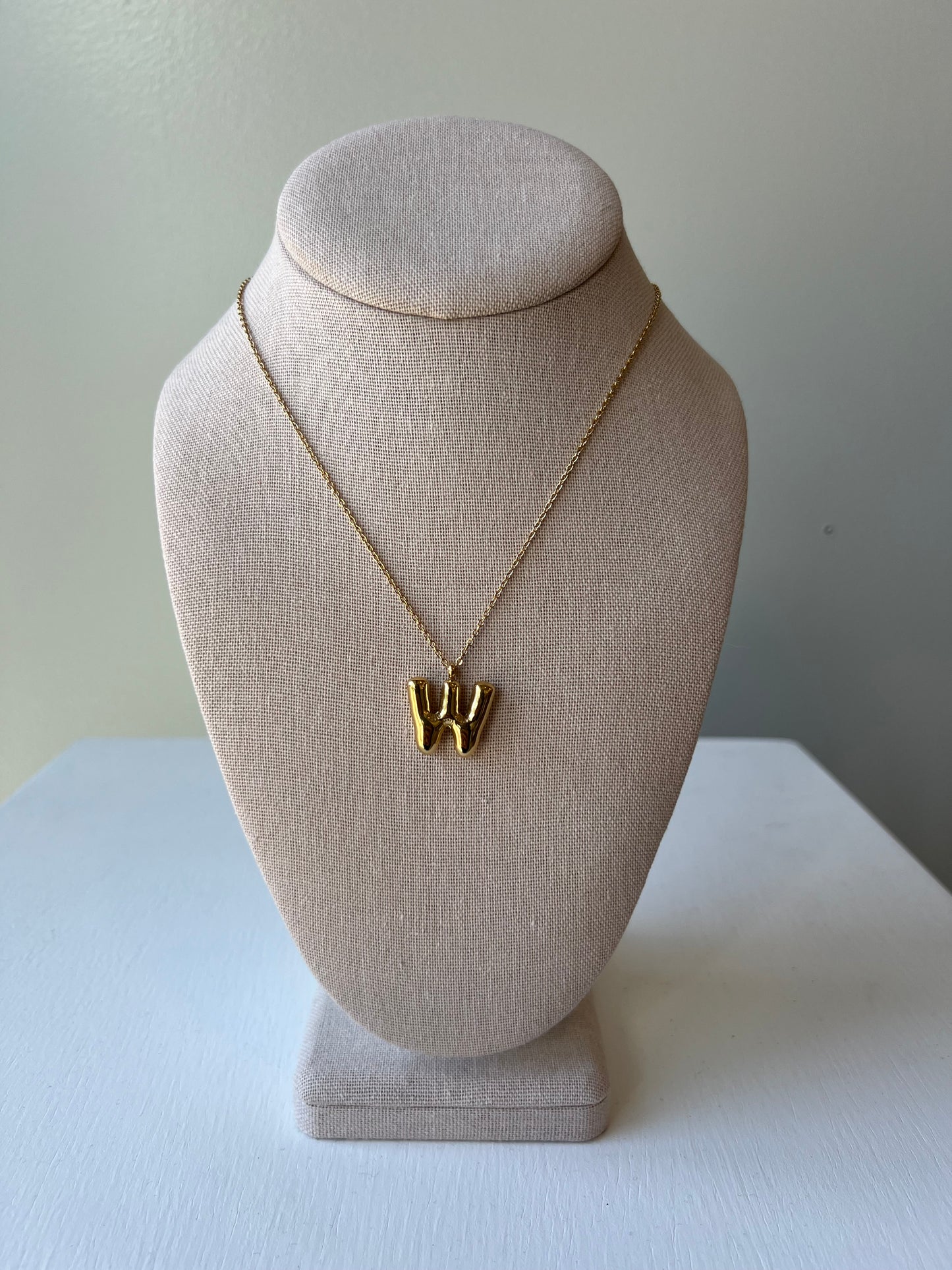 Bubble Letter Necklace in Gold