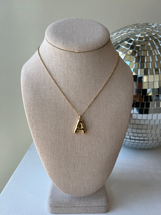 Bubble Letter Necklace in Gold