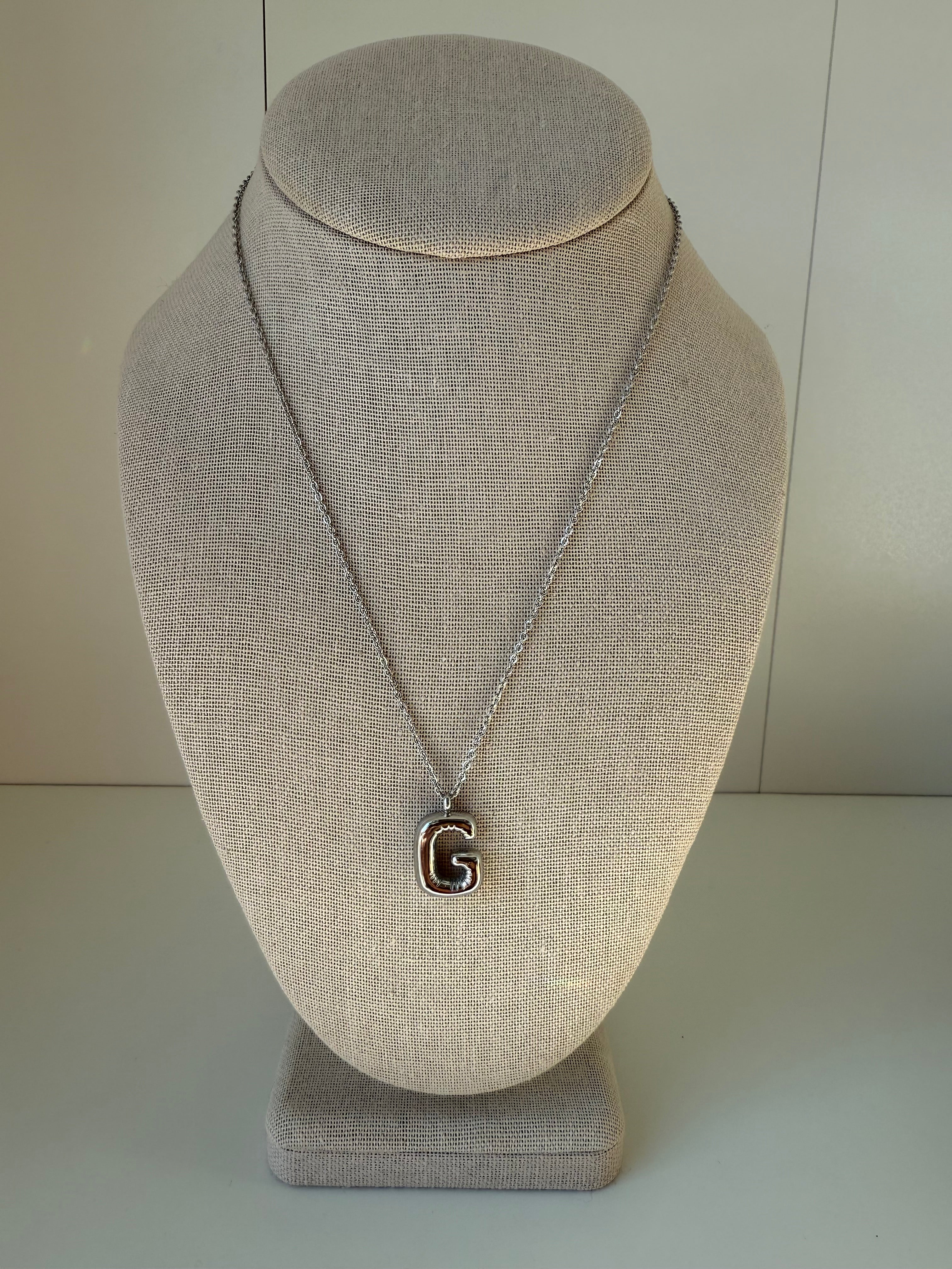 Bubble Letter Necklace in Silver