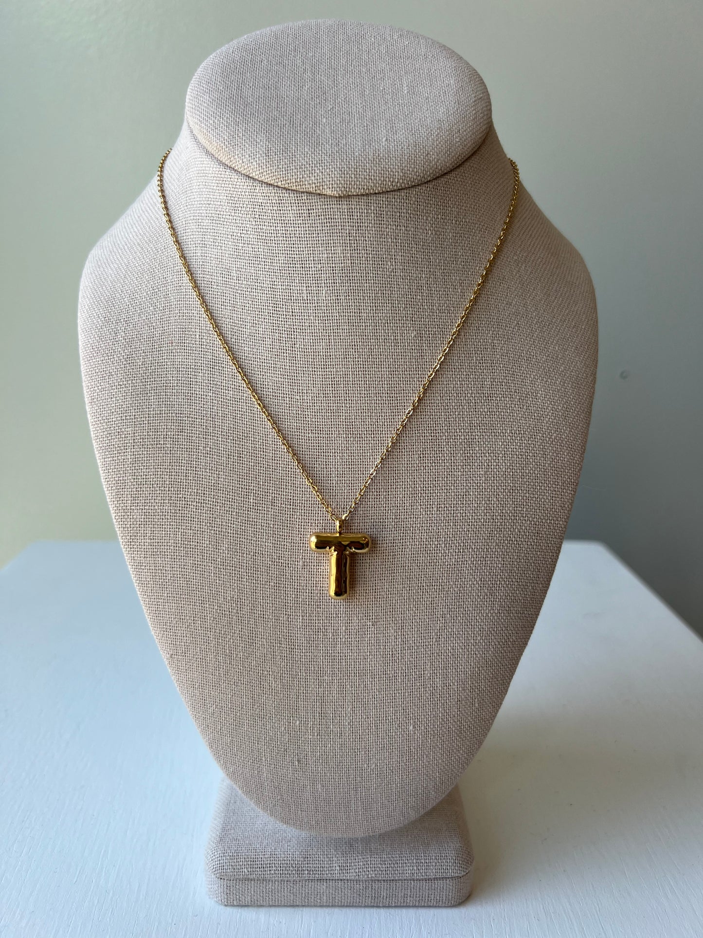 Bubble Letter Necklace in Gold