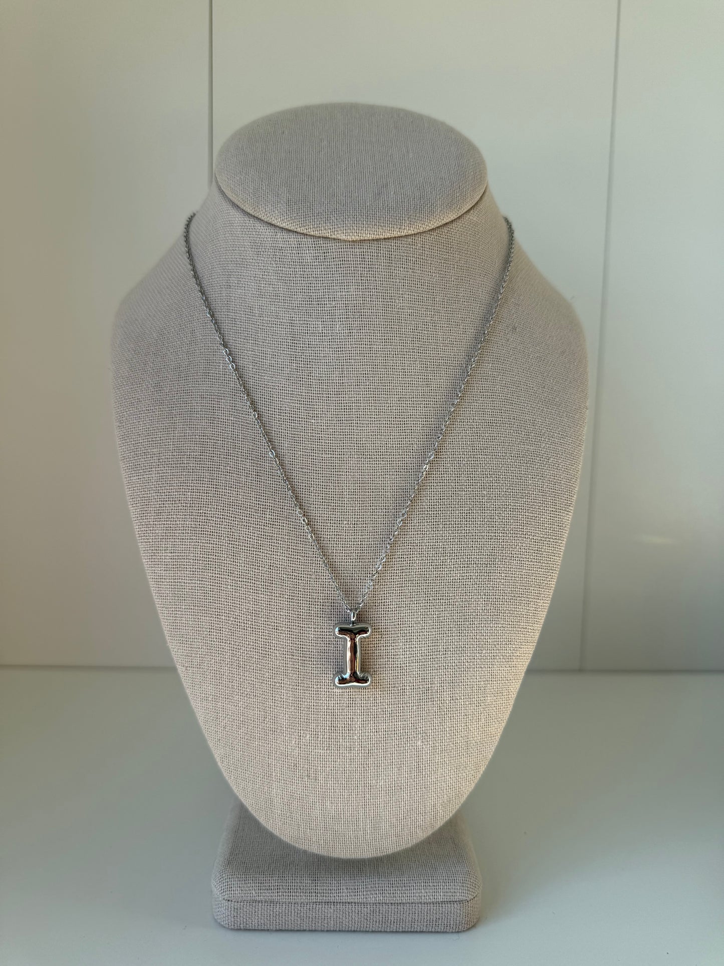 Bubble Letter Necklace in Silver