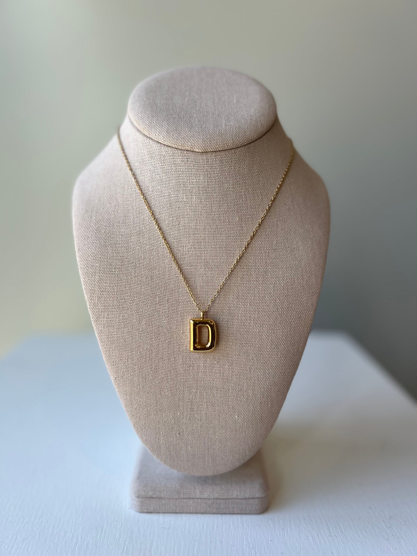 Bubble Letter Necklace in Gold