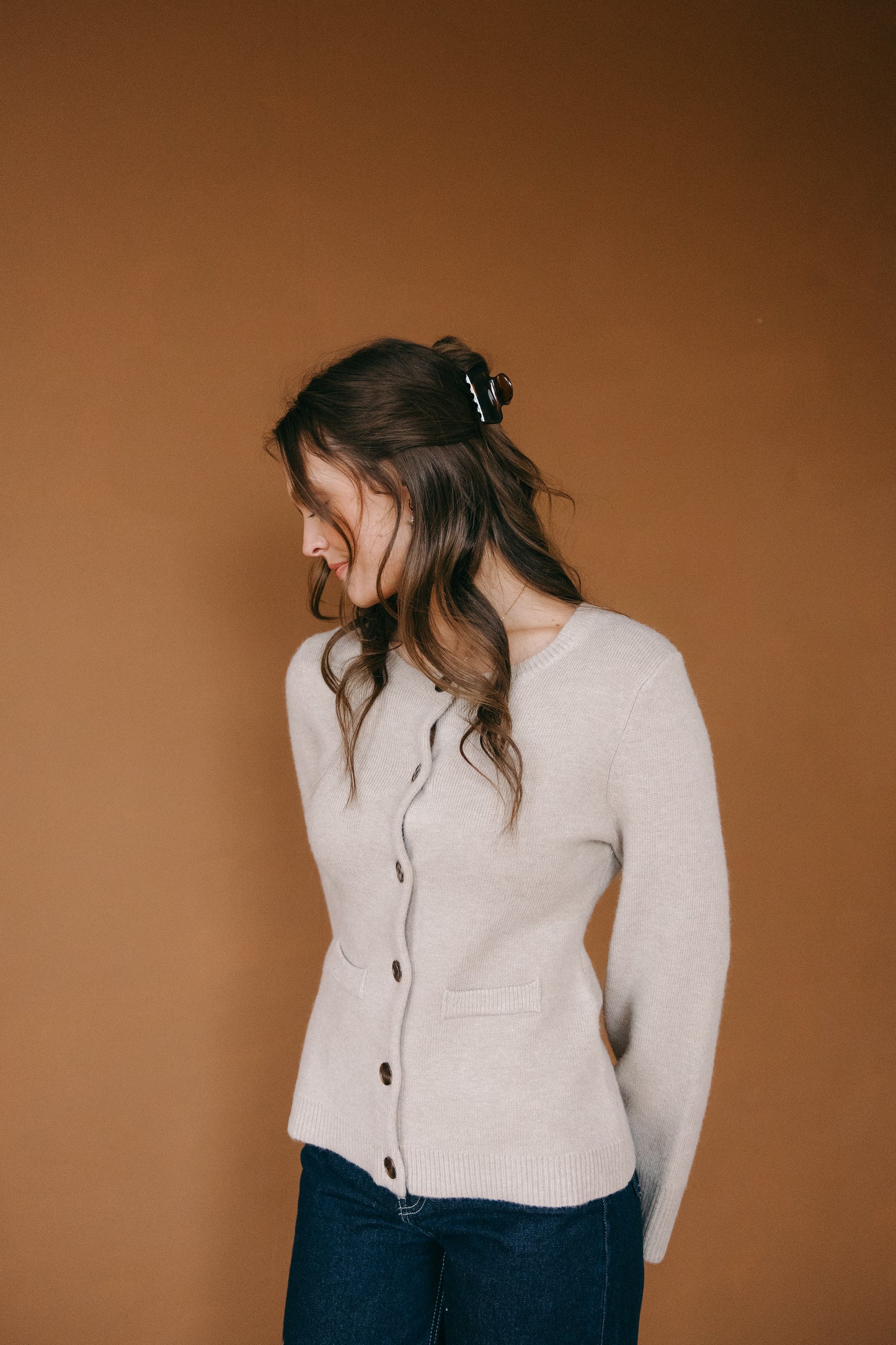 The Tyler Cardigan in Beige