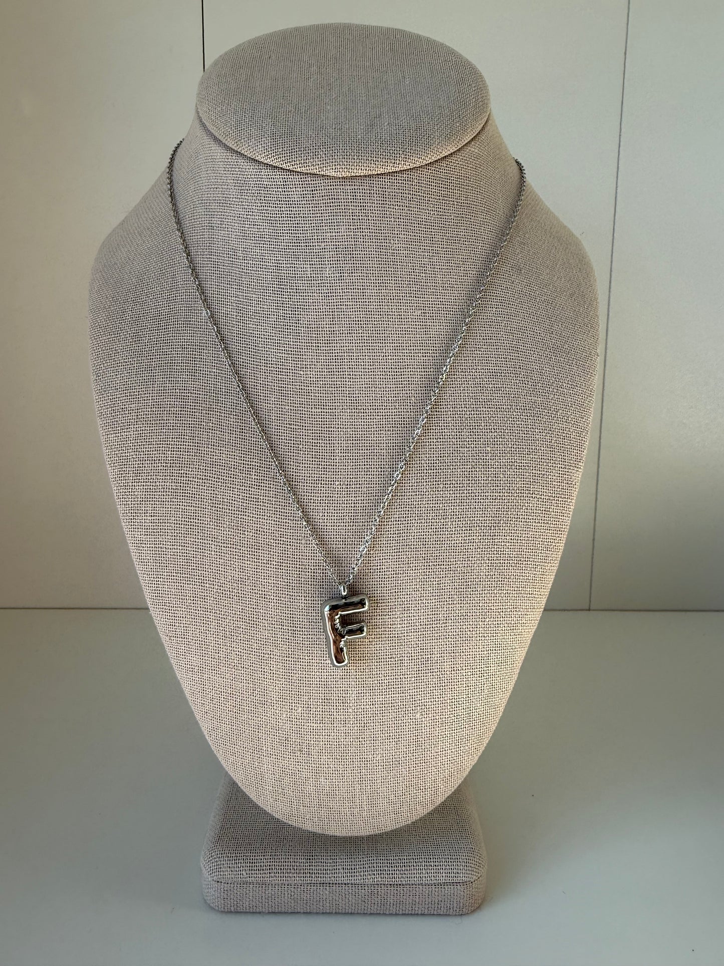 Bubble Letter Necklace in Silver