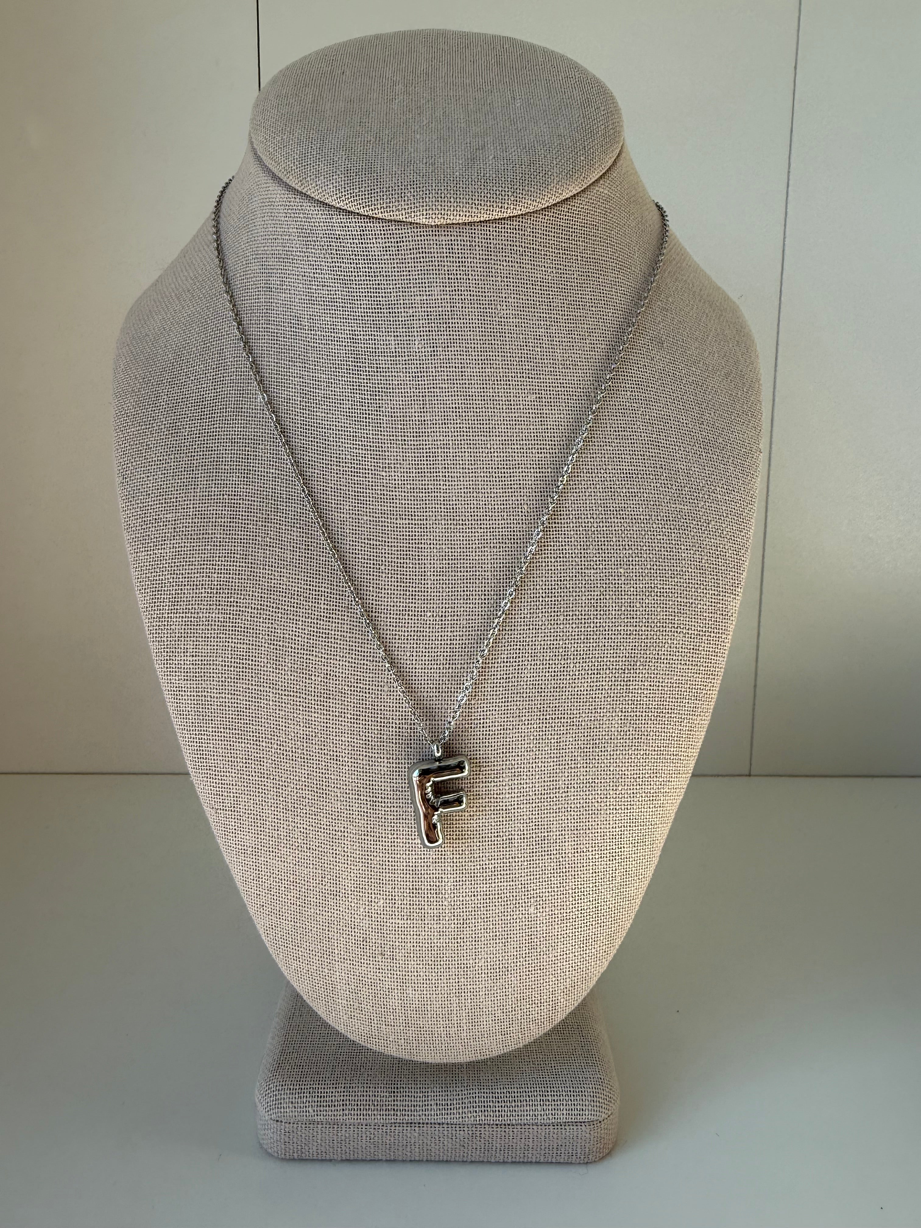 Bubble Letter Necklace in Silver