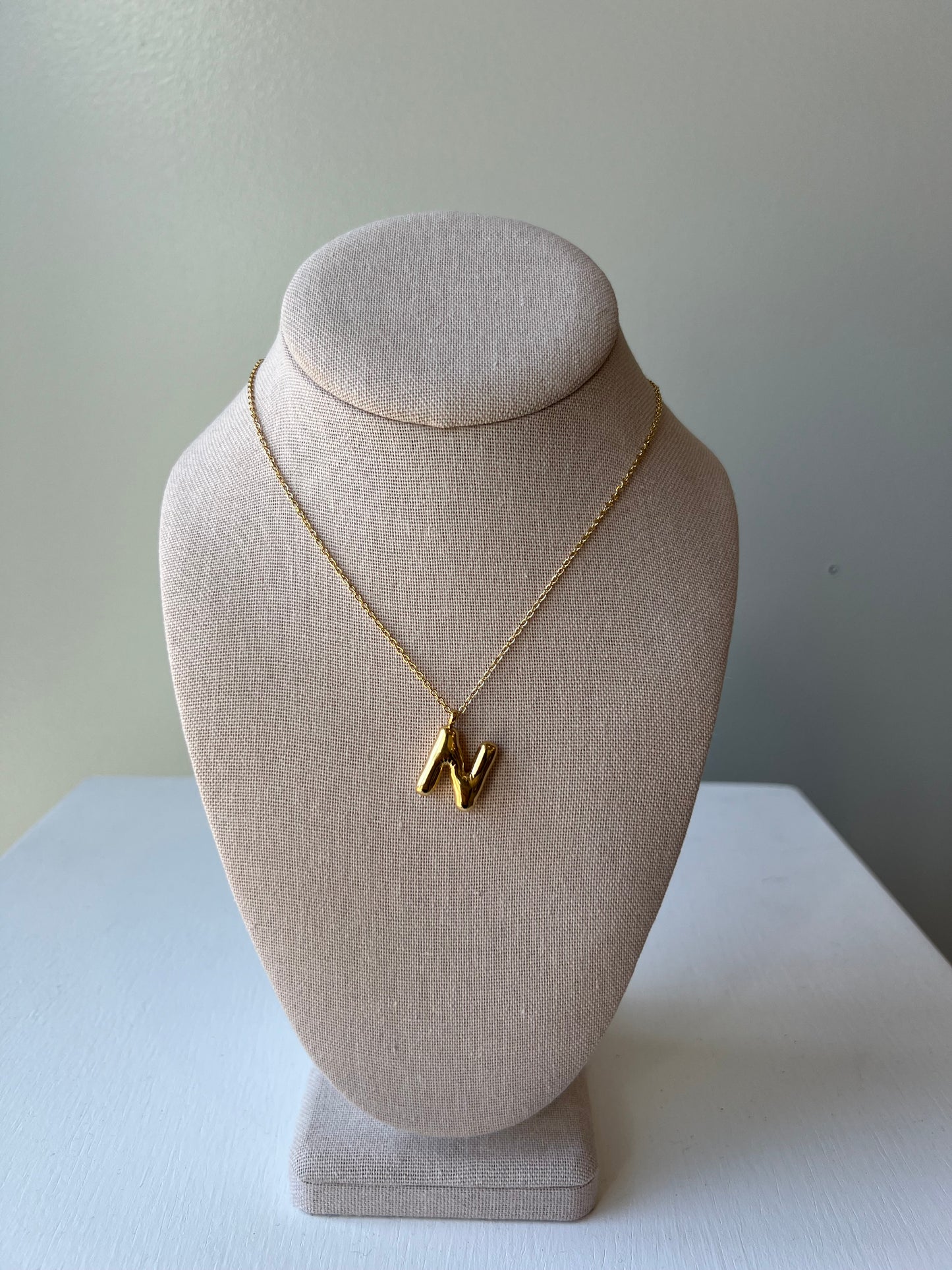 Bubble Letter Necklace in Gold