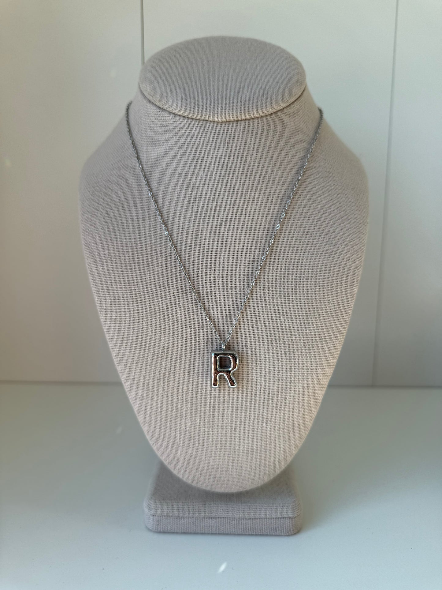 Bubble Letter Necklace in Silver