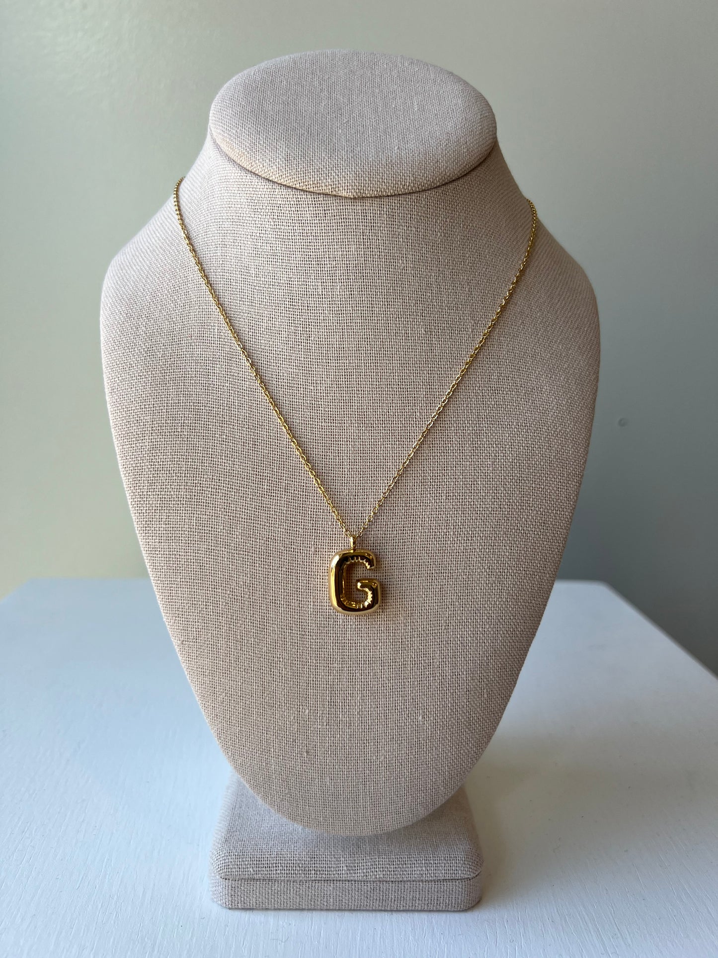 Bubble Letter Necklace in Gold