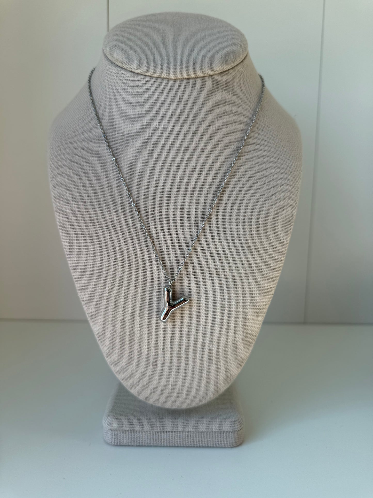 Bubble Letter Necklace in Silver