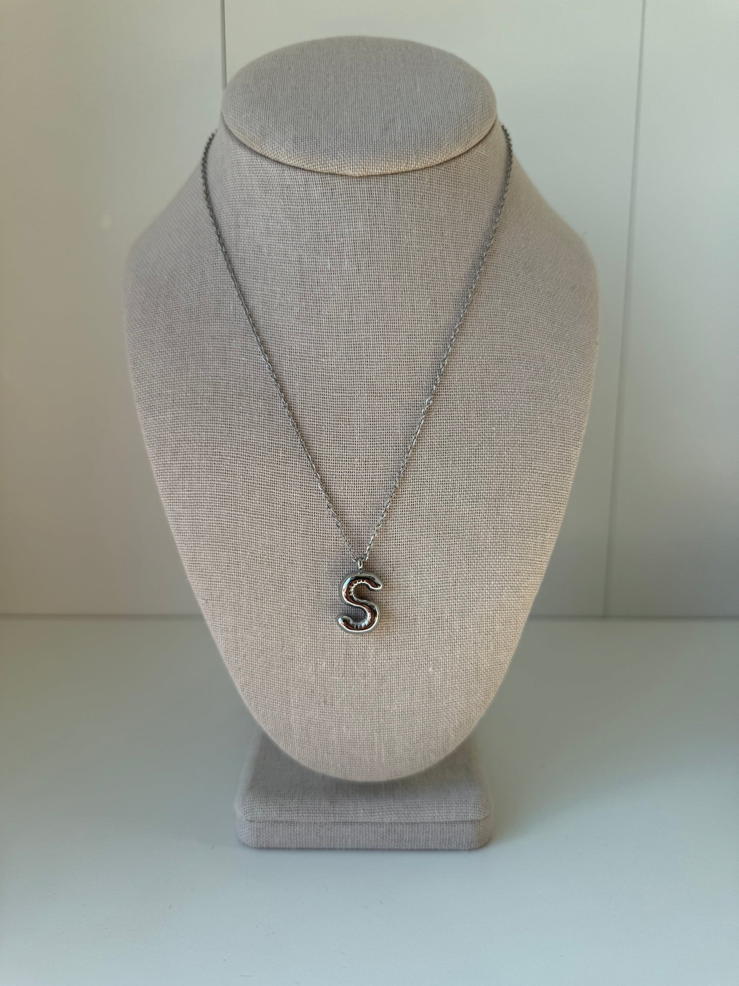 Bubble Letter Necklace in Silver