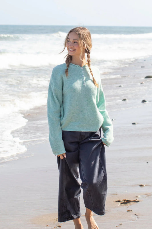 Piper Henley Pullover in Seafoam