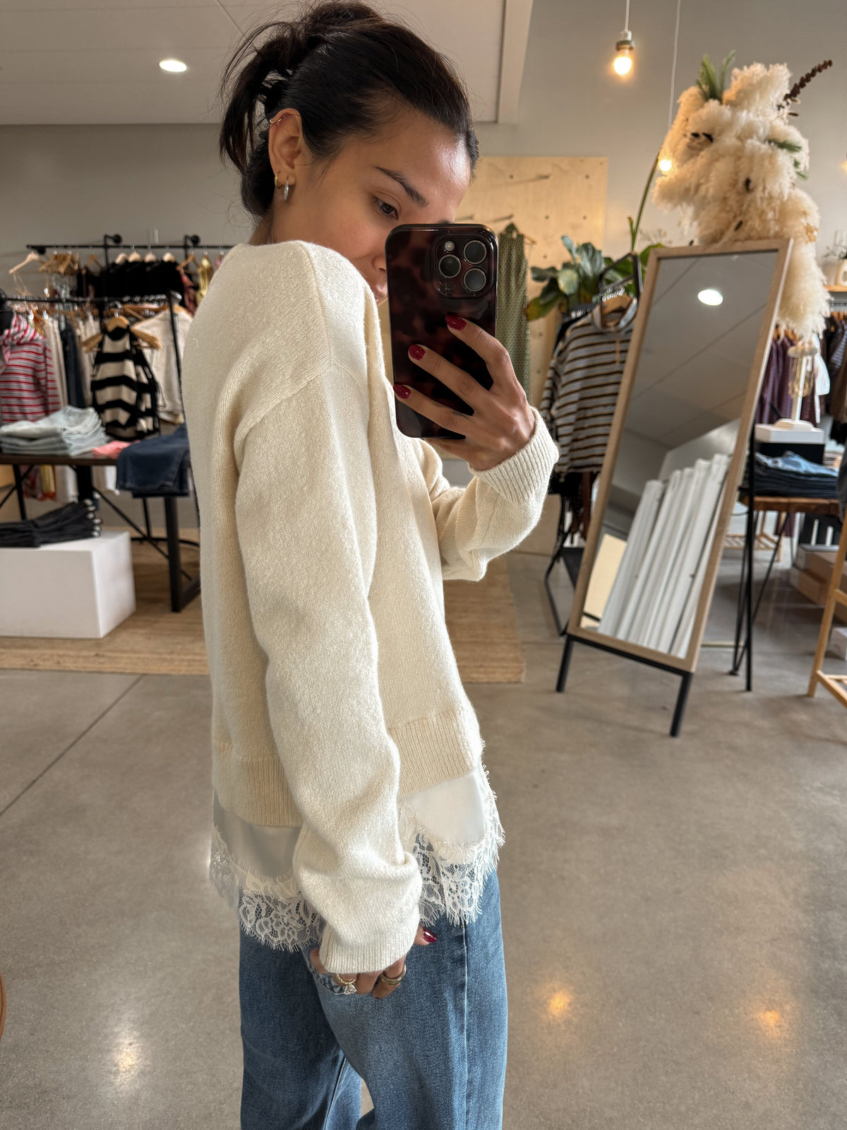 Aries Lace Sweater in Cream