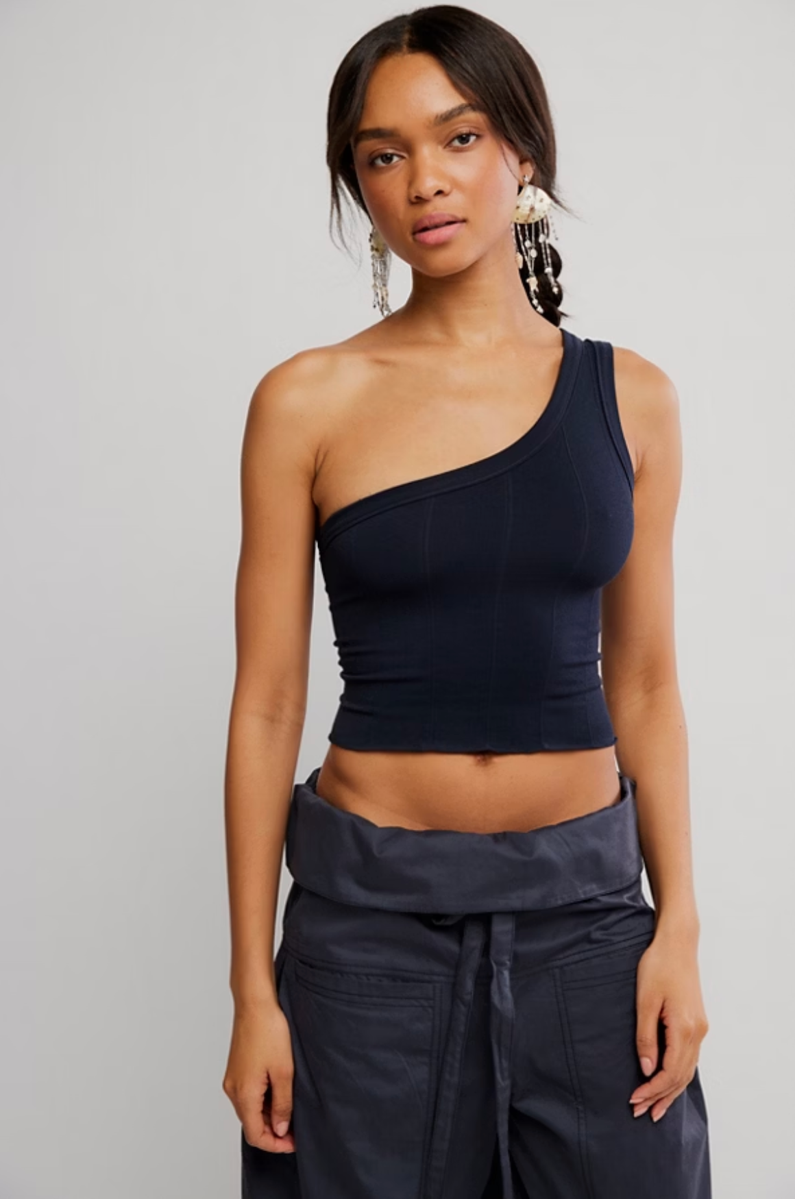 So Soft Seamless Modal Asymmetrical Cami in Black