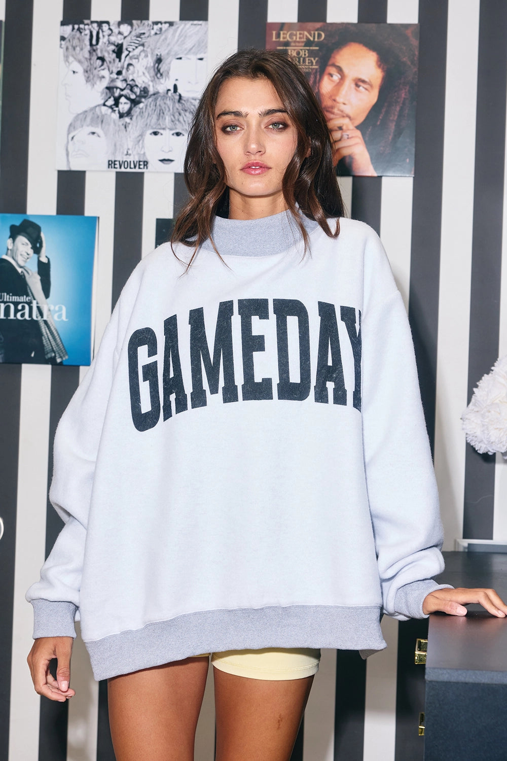 * ARRIVES TUESDAY 11/3* Reversible Football/Game day Mock Neck