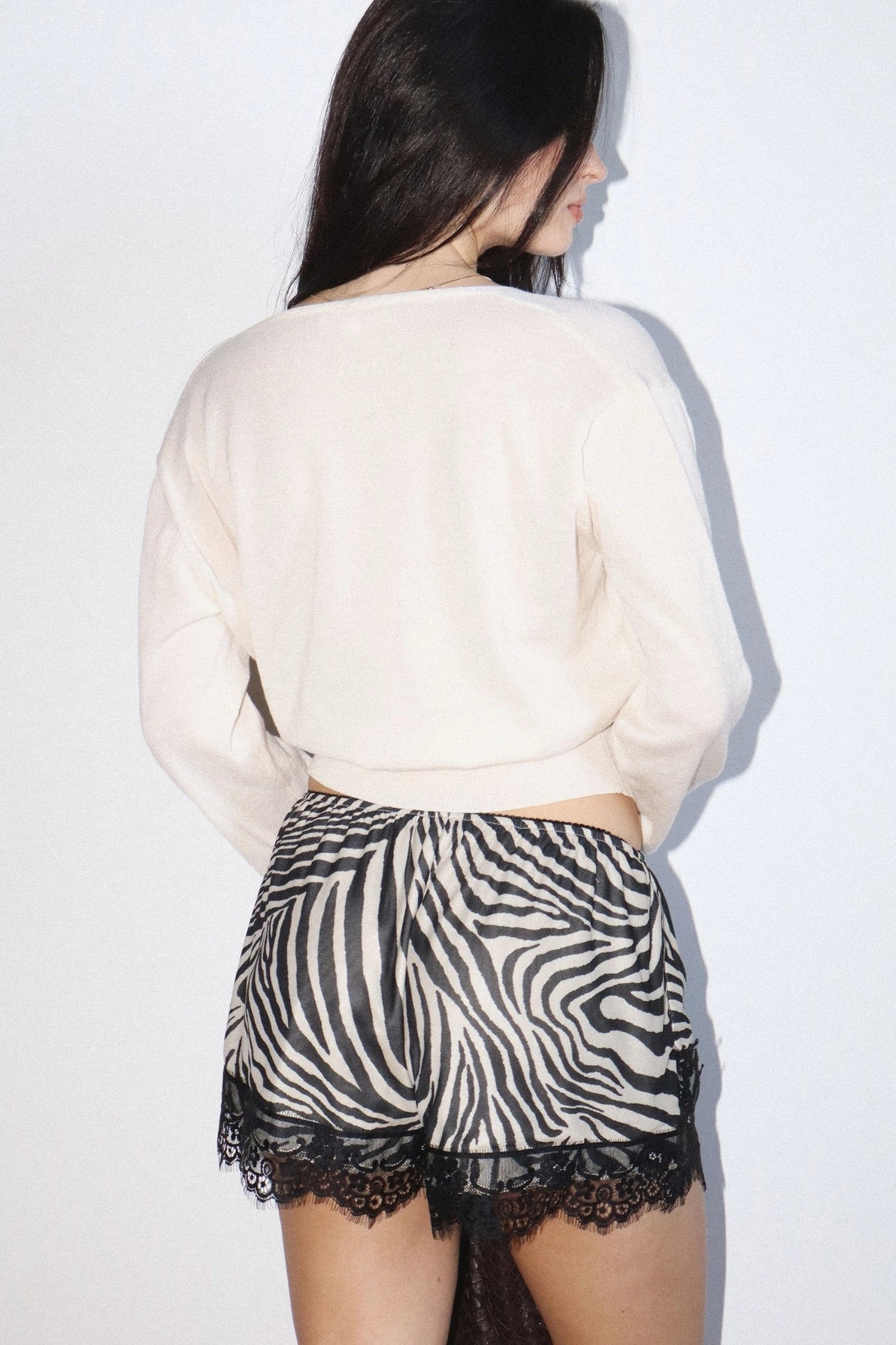 Zebra Lace Trim Shorts