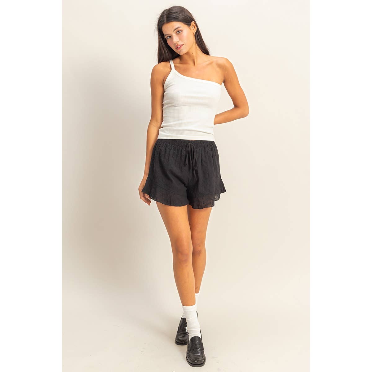 Steph One Shoulder Cami in White