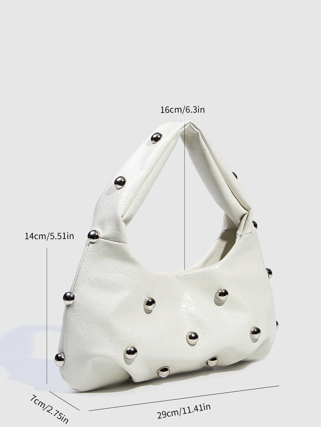 White Studded Dumpling Bag