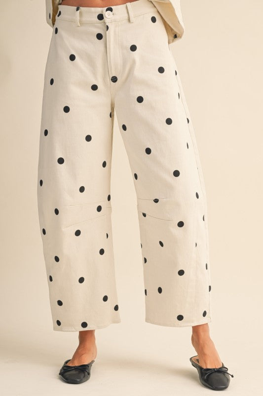 Polka Dot Peplum Top in White