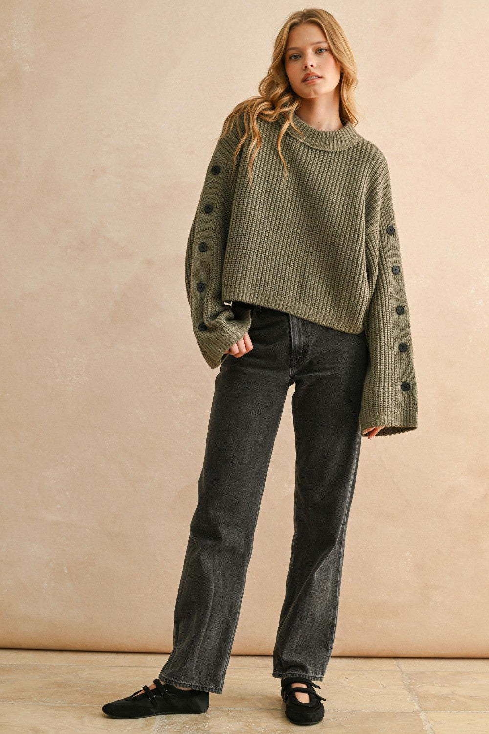 Caroline Button Sweater