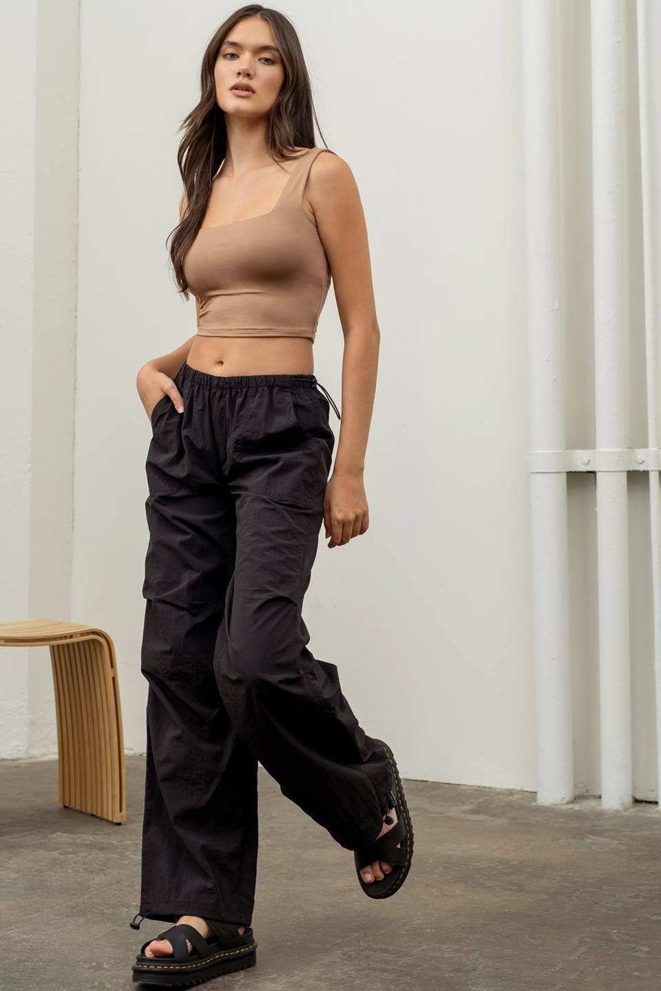 Drawstring Parachute Pants