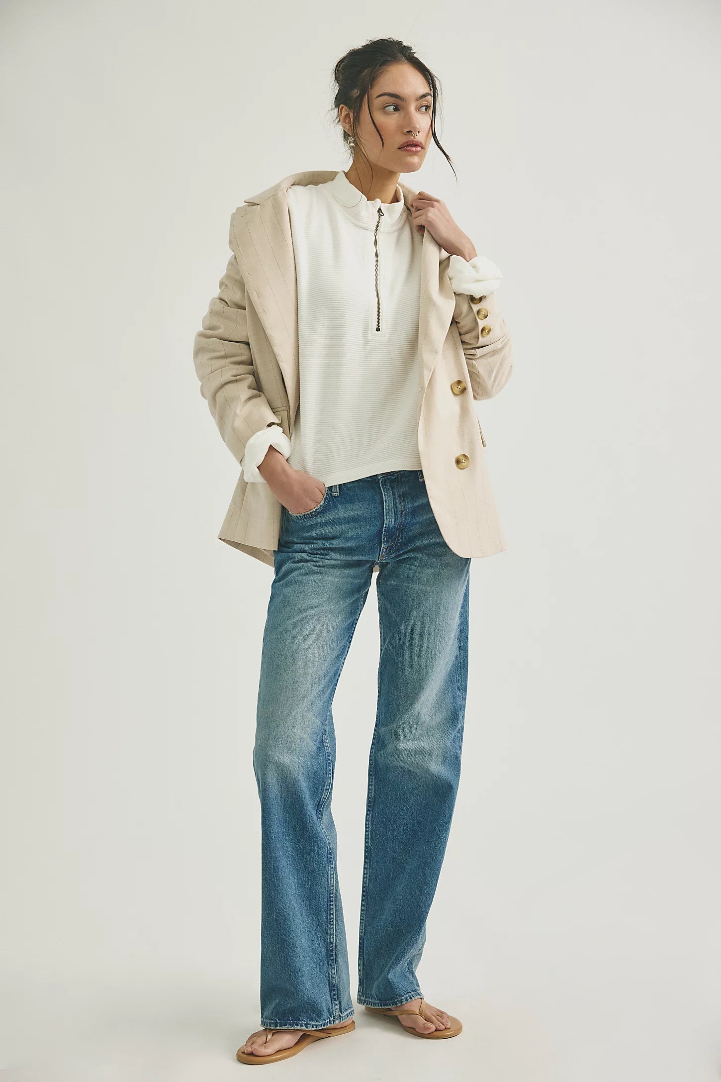 Celeste Quarter Zip in Clean Ivory