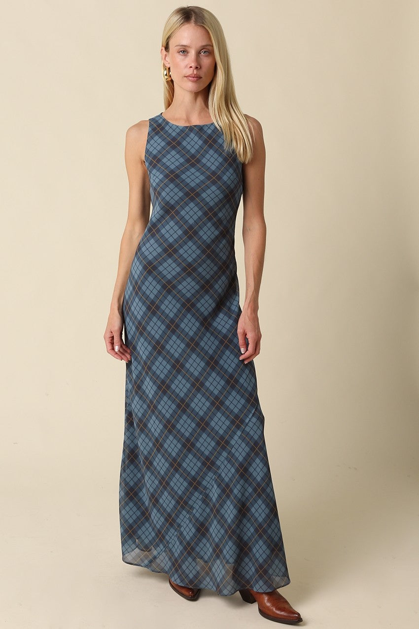 Caroline Plaid Maxi Dress