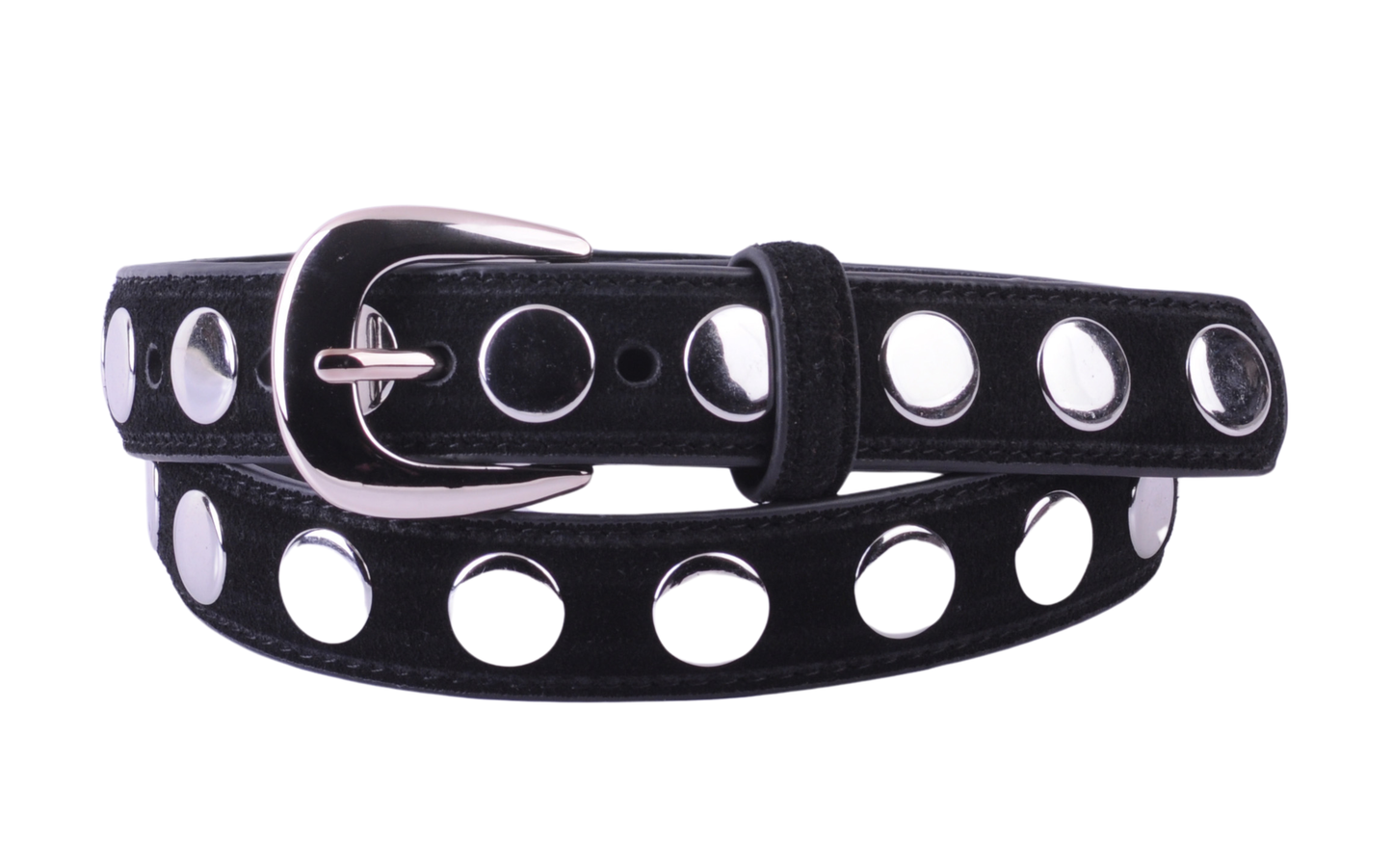 Black Suede Belt with Wide Studs