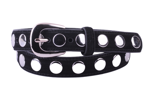 Black Suede Belt with Wide Studs