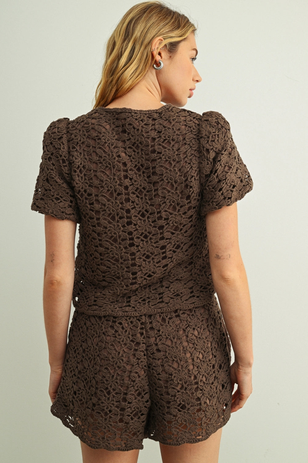 Brown Crochet Jacket Top