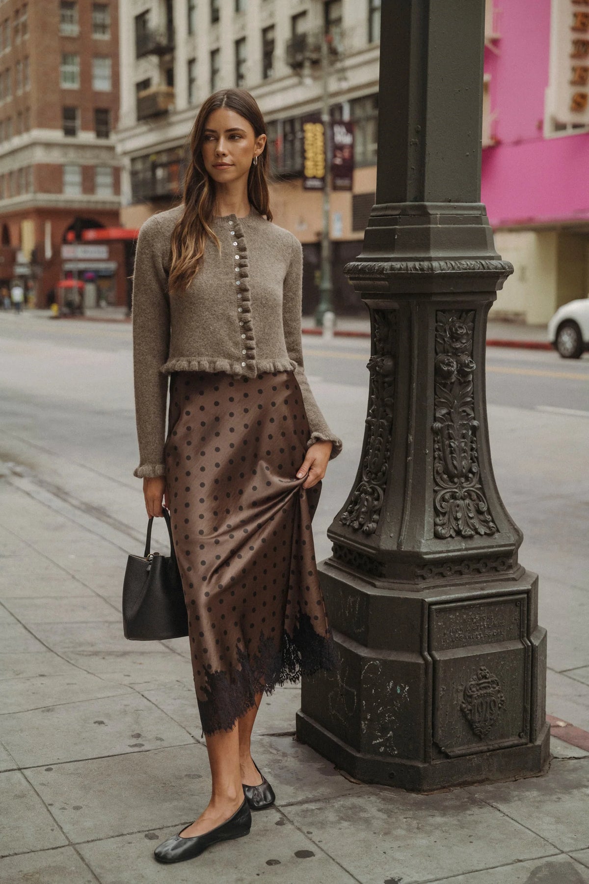 Brielle Polka Dot Midi Skirt