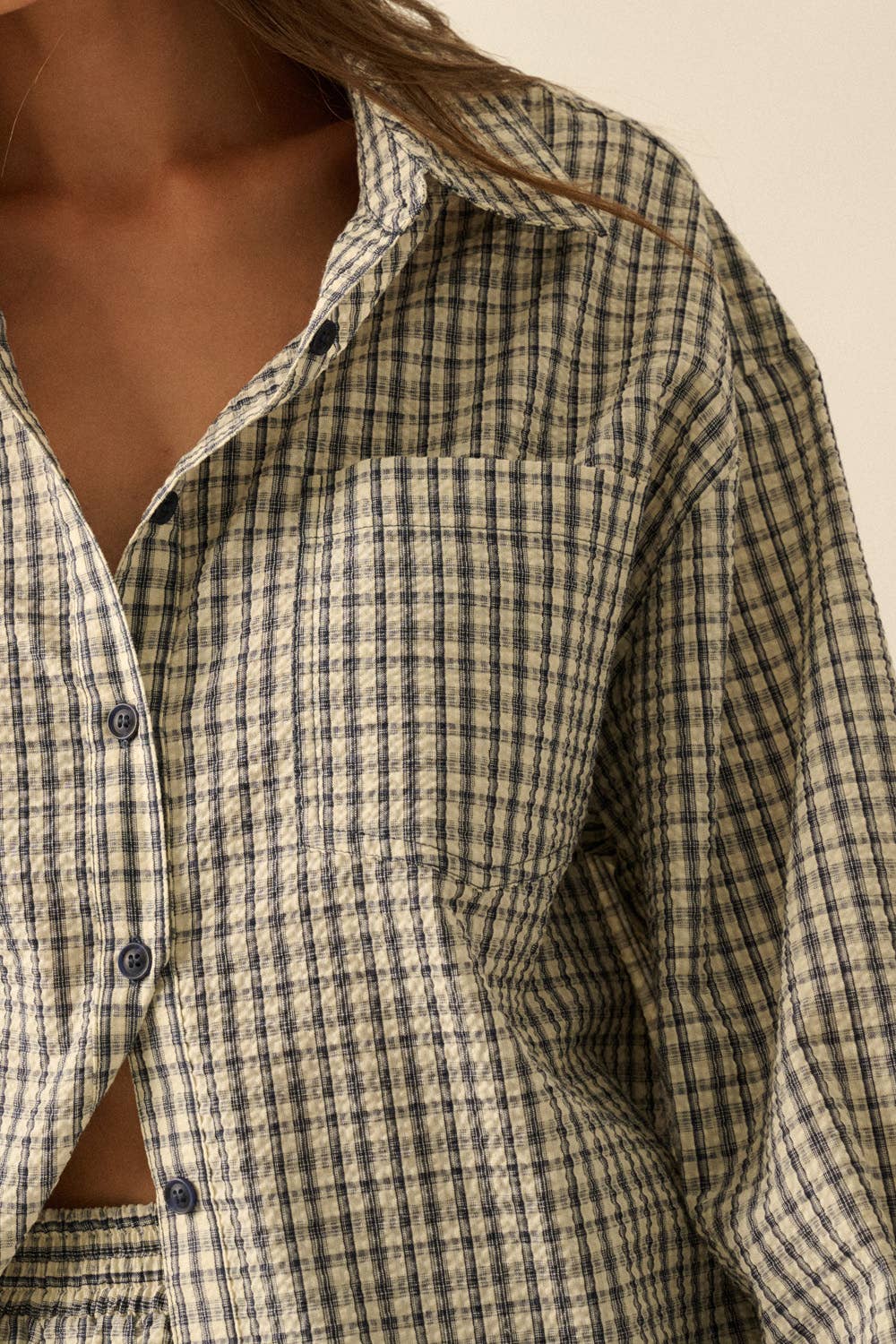 Sunny Sunday Seersucker Oversized Shirt