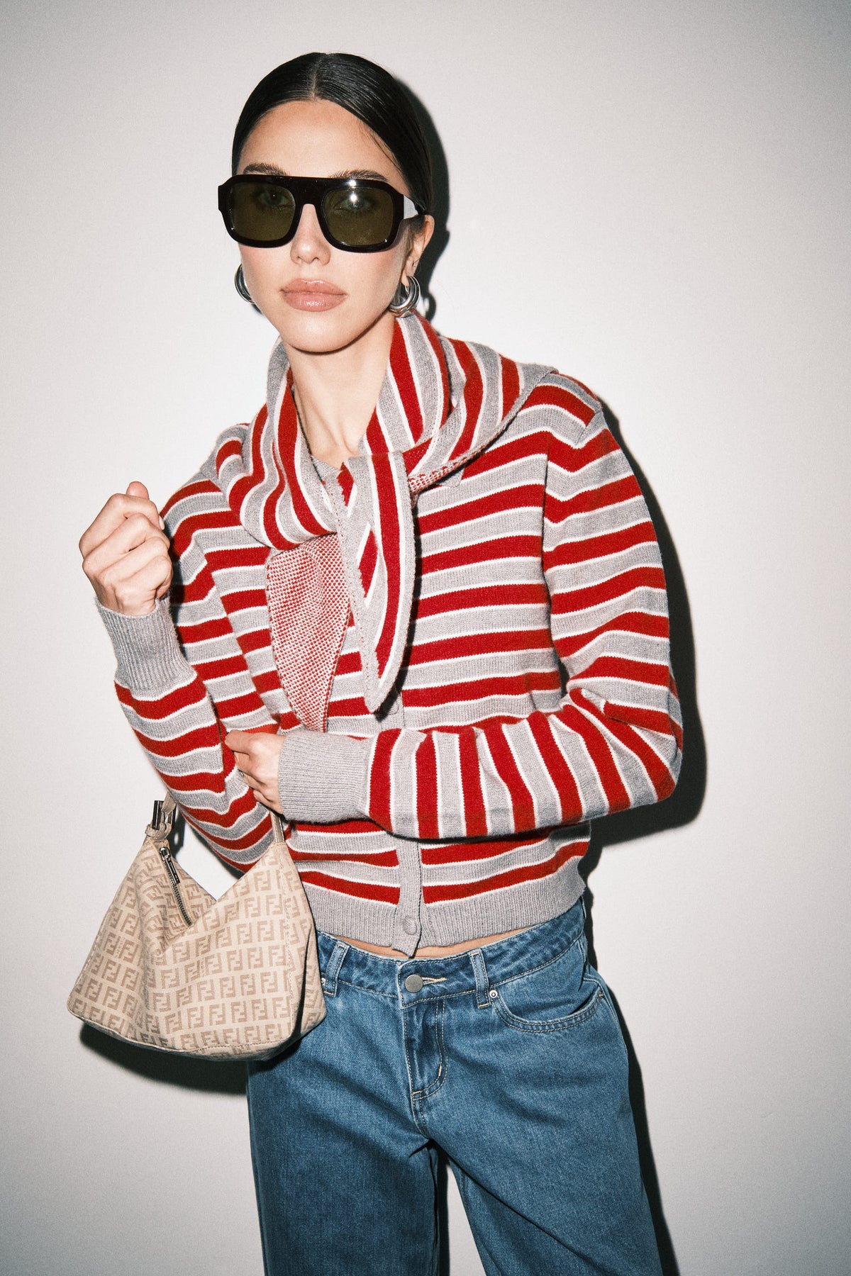 Lana Scarf Stripe Cardigan