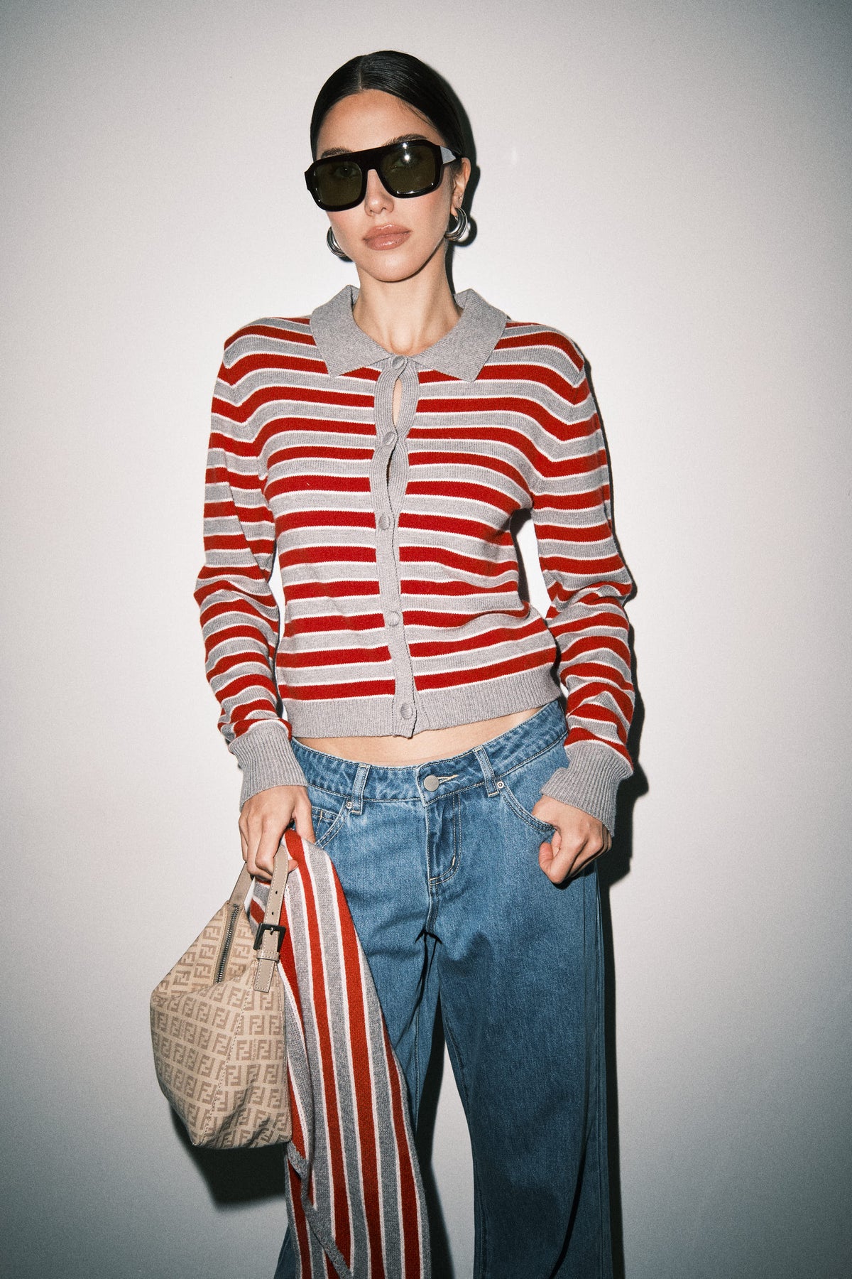 Lana Scarf Stripe Cardigan