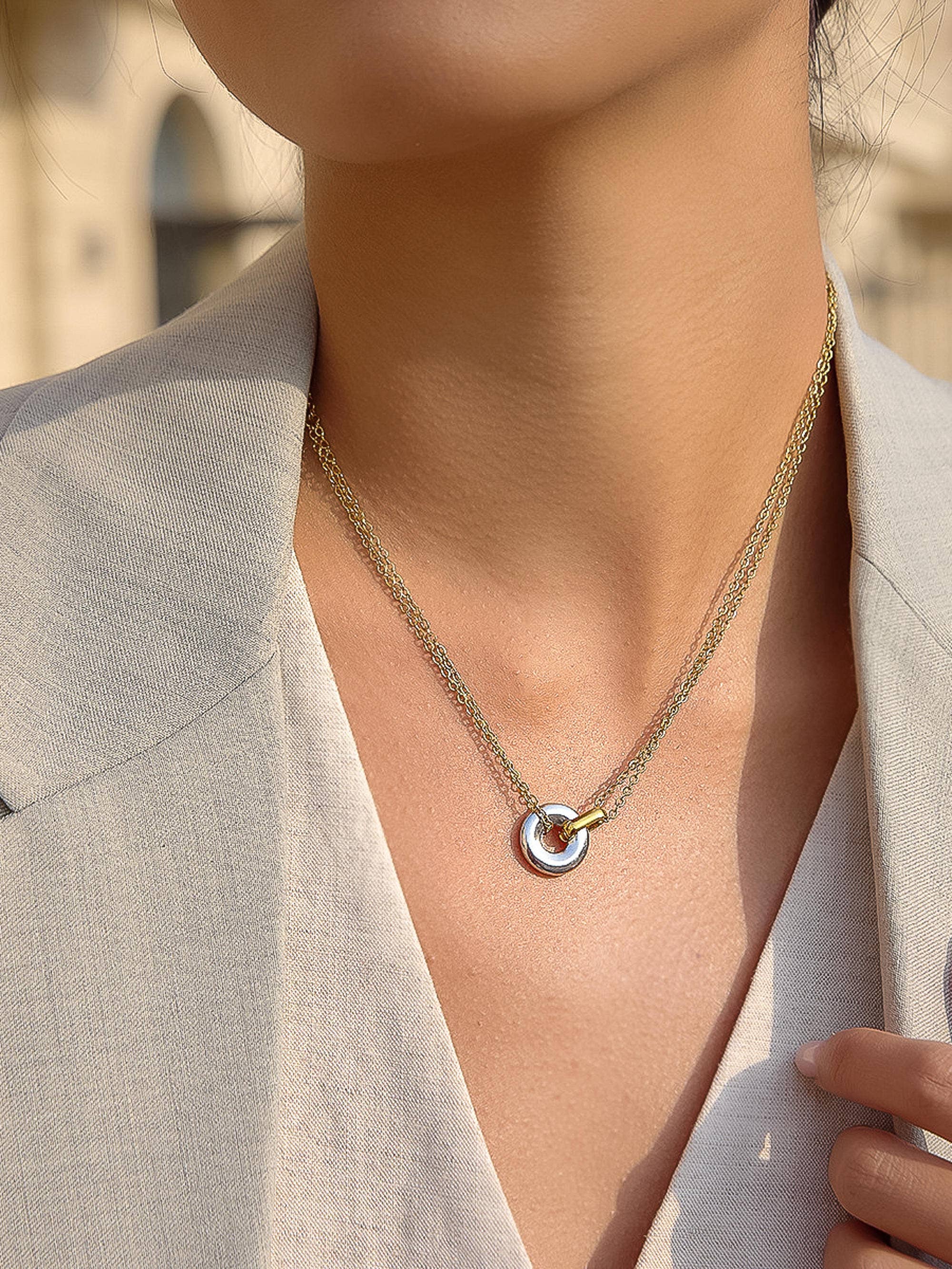 Two Tone Circle Necklace