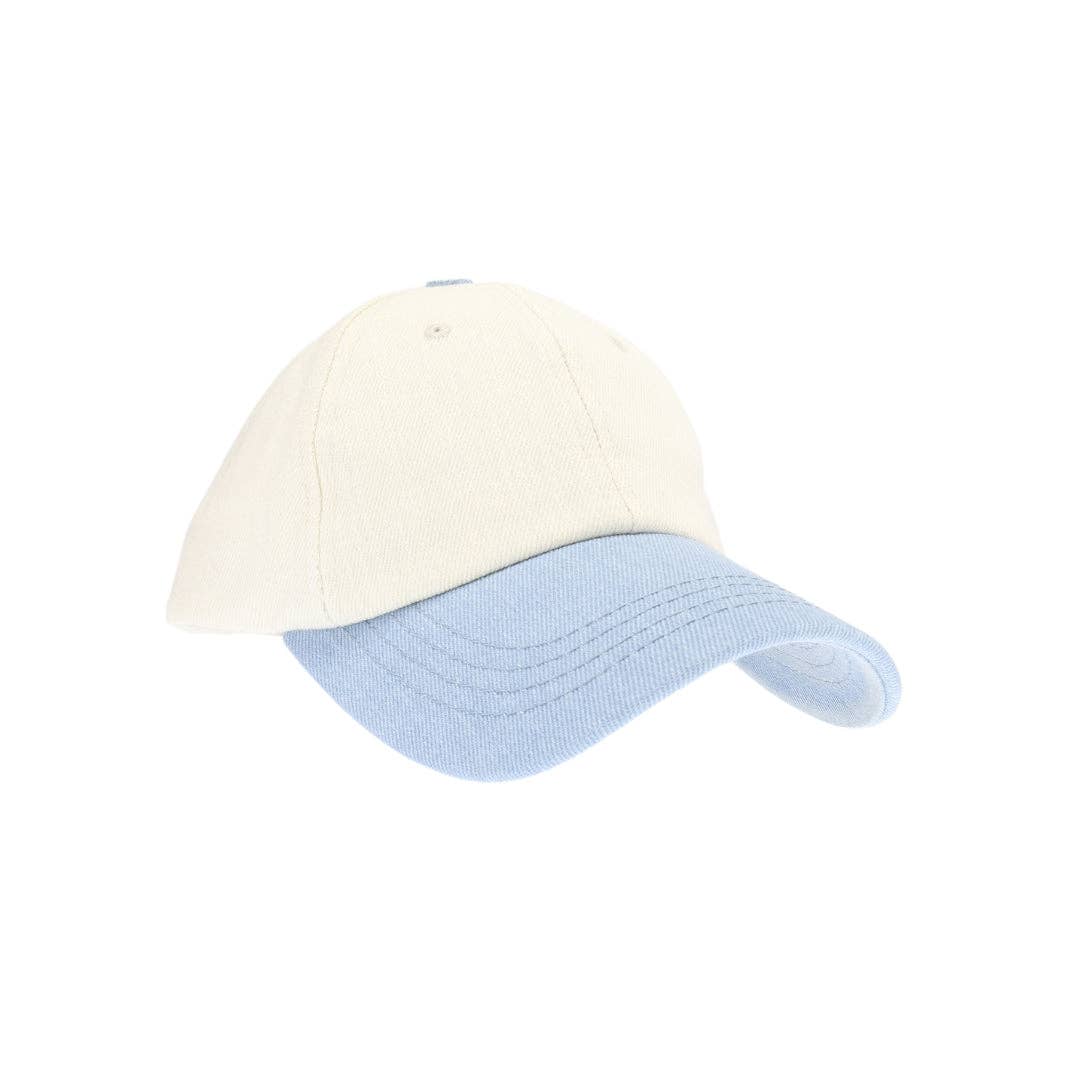 Two-Tone Cotton Twill Denim Cap