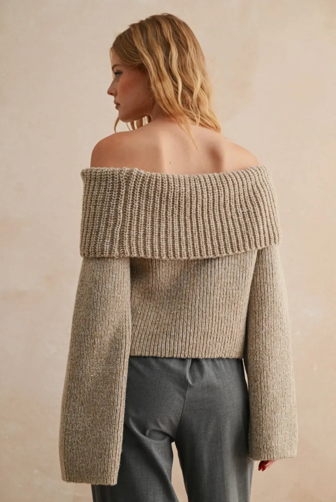 Tessa Off Shoulder Sweater in Oatmeal