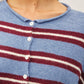 Varsity Stripe Piper Cardigan in Dusty Blue