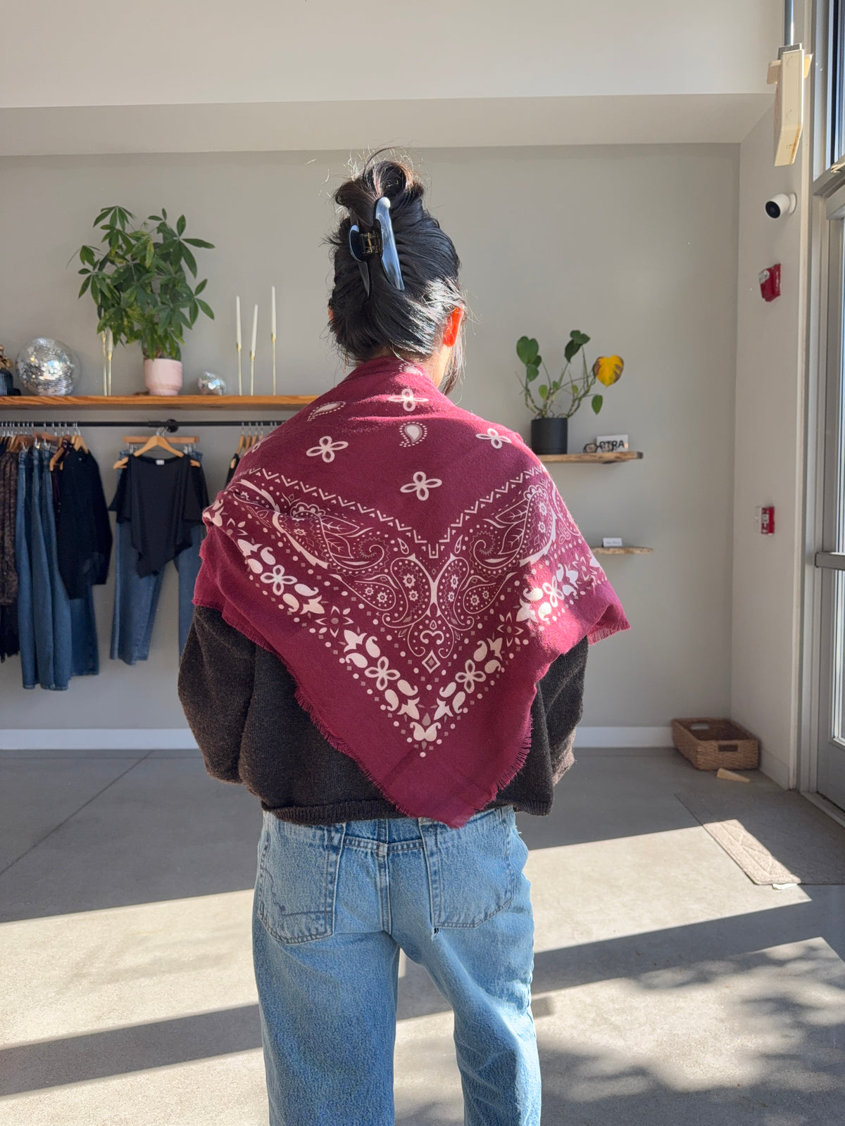 Wine Paisley Shawl Wrap