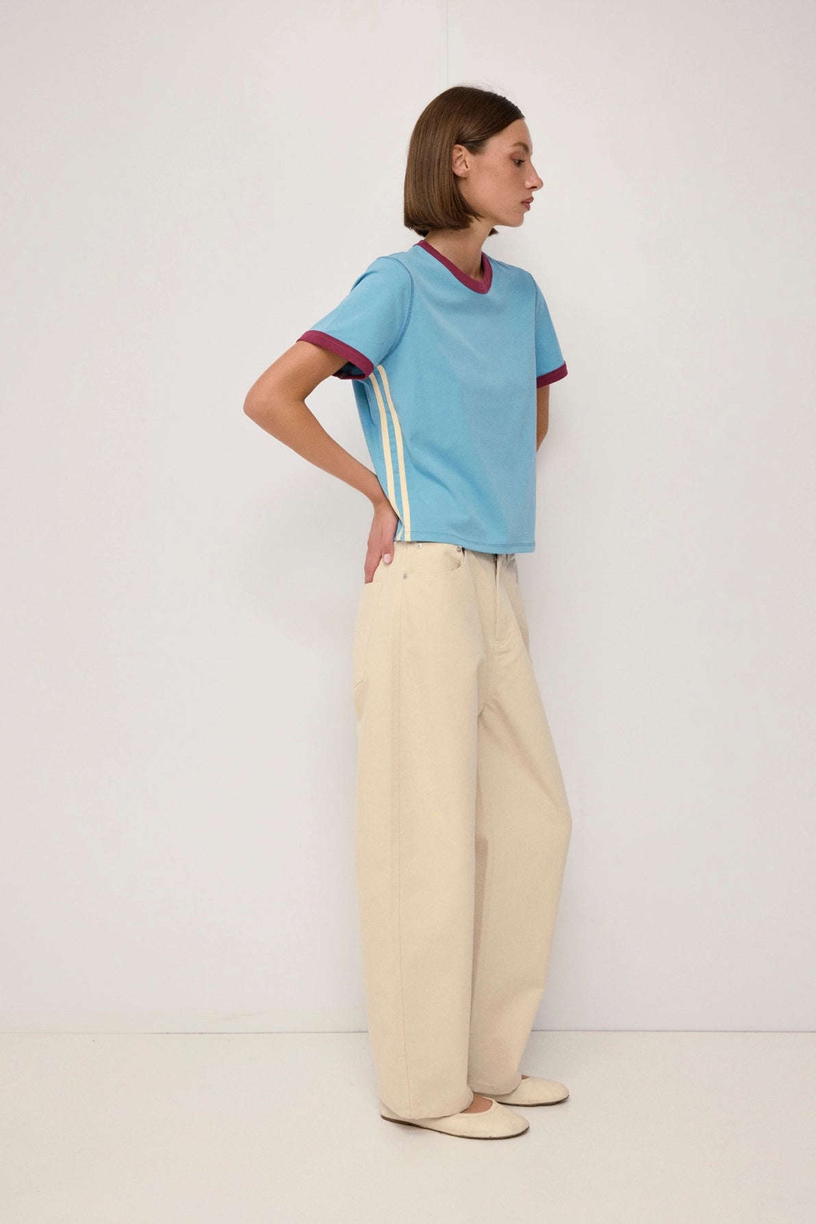 The Cait Tee in Blue Berry Cream